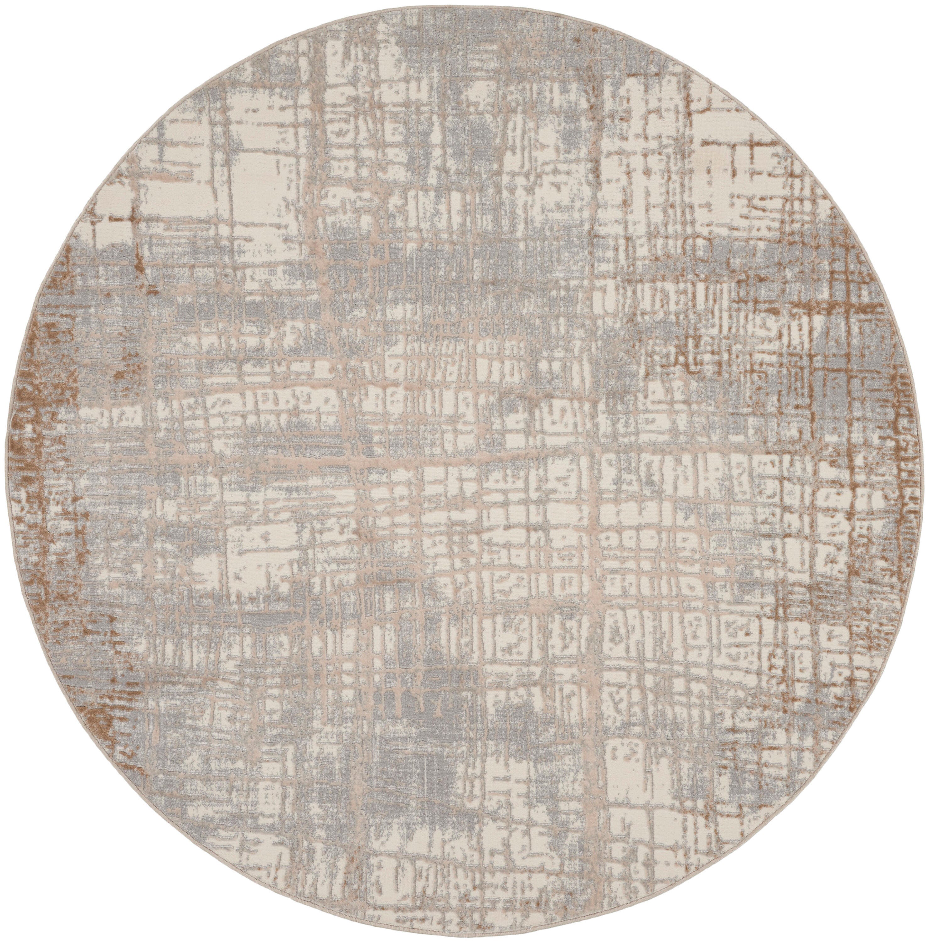 Calvin Klein Rush 6' Round Area Rug, Ivory/Gray, large