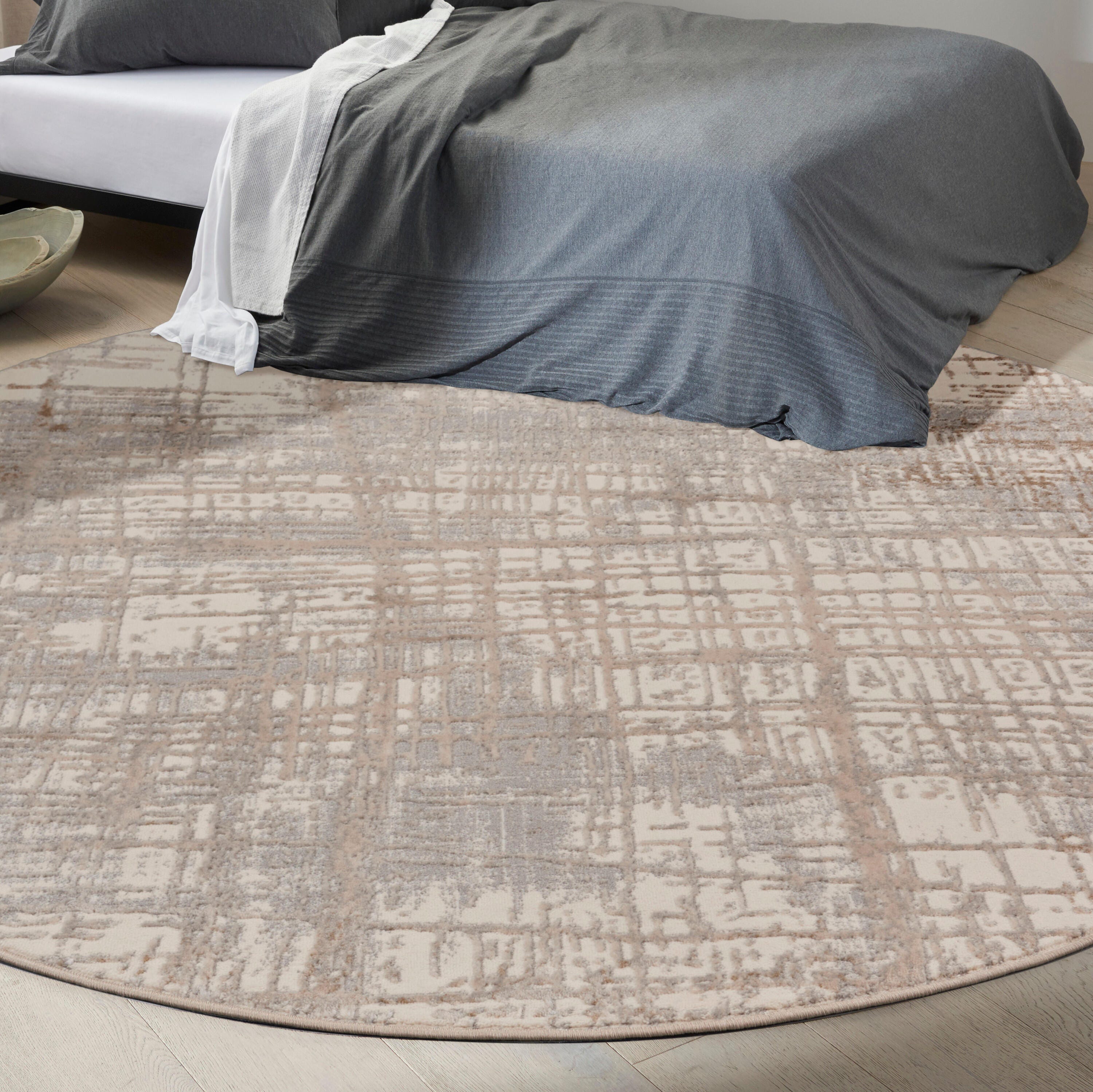 Calvin Klein Rush 8' Round Area Rug, Ivory/Gray, rollover