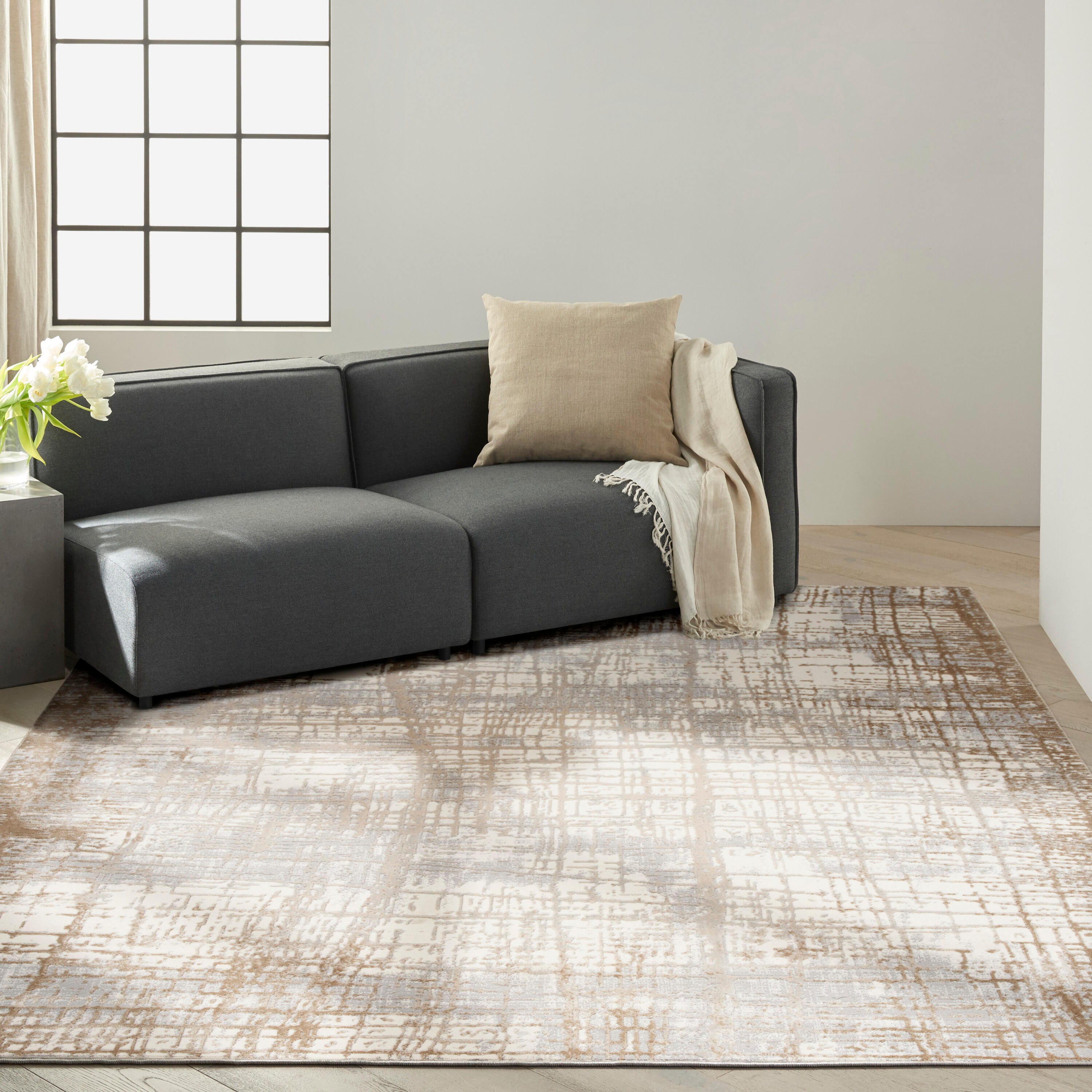 Calvin Klein Rush 9' x 12' Area Rug, Ivory/Gray, large