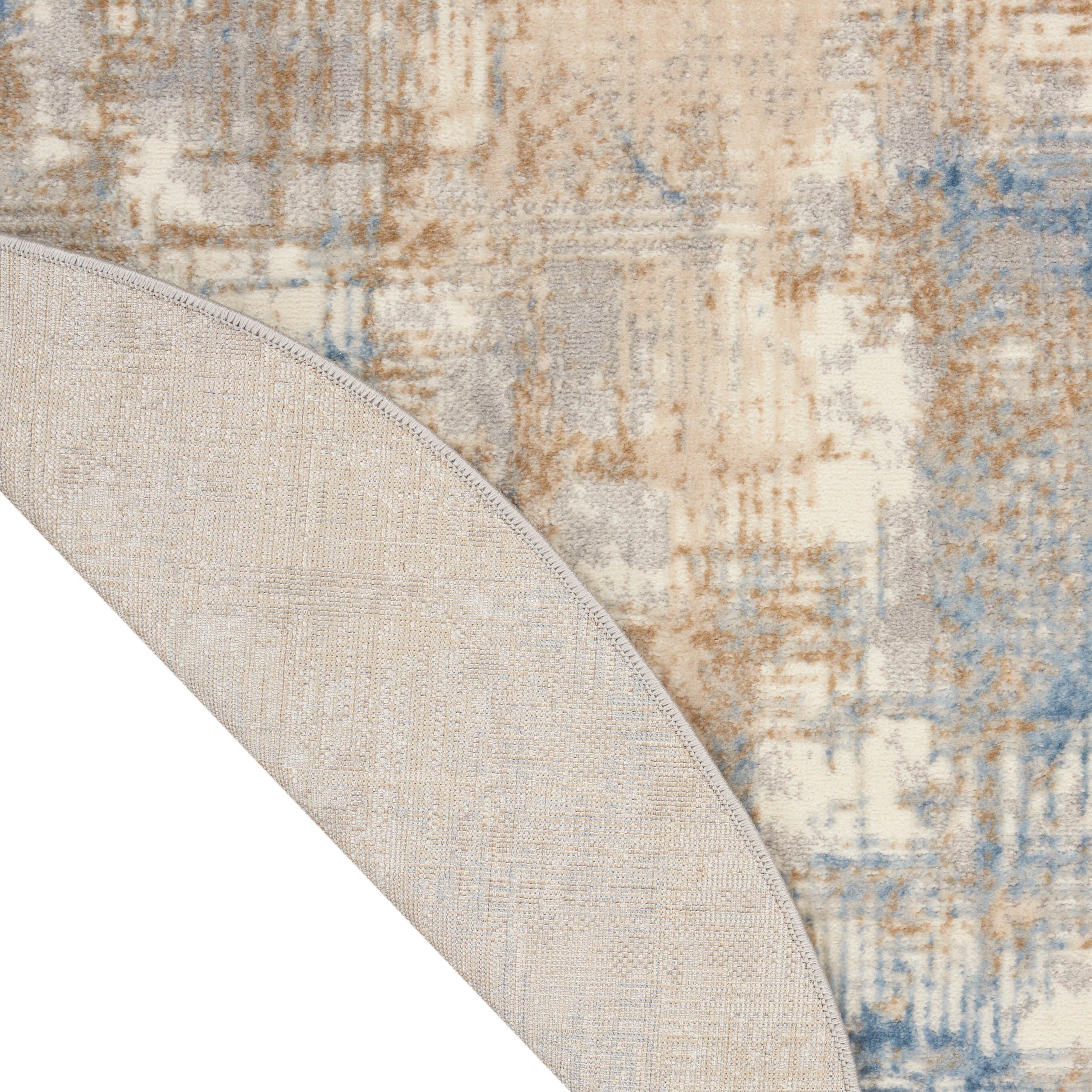 Calvin Klein Rush Abstract 8' Round Area Rug, Blue/Beige, large