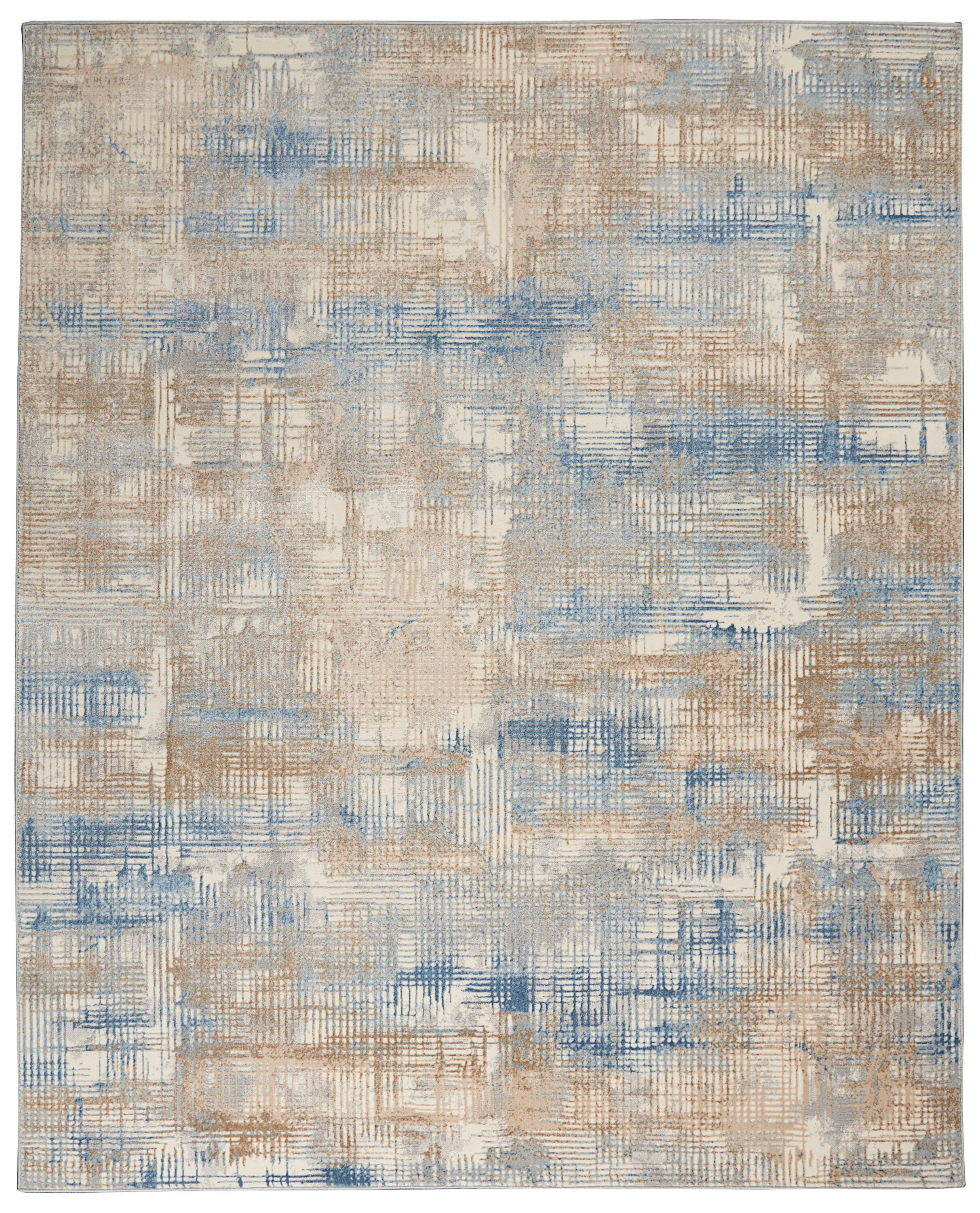 Calvin Klein Rush Abstract 10' x 14' Area Rug, Blue/Beige, large