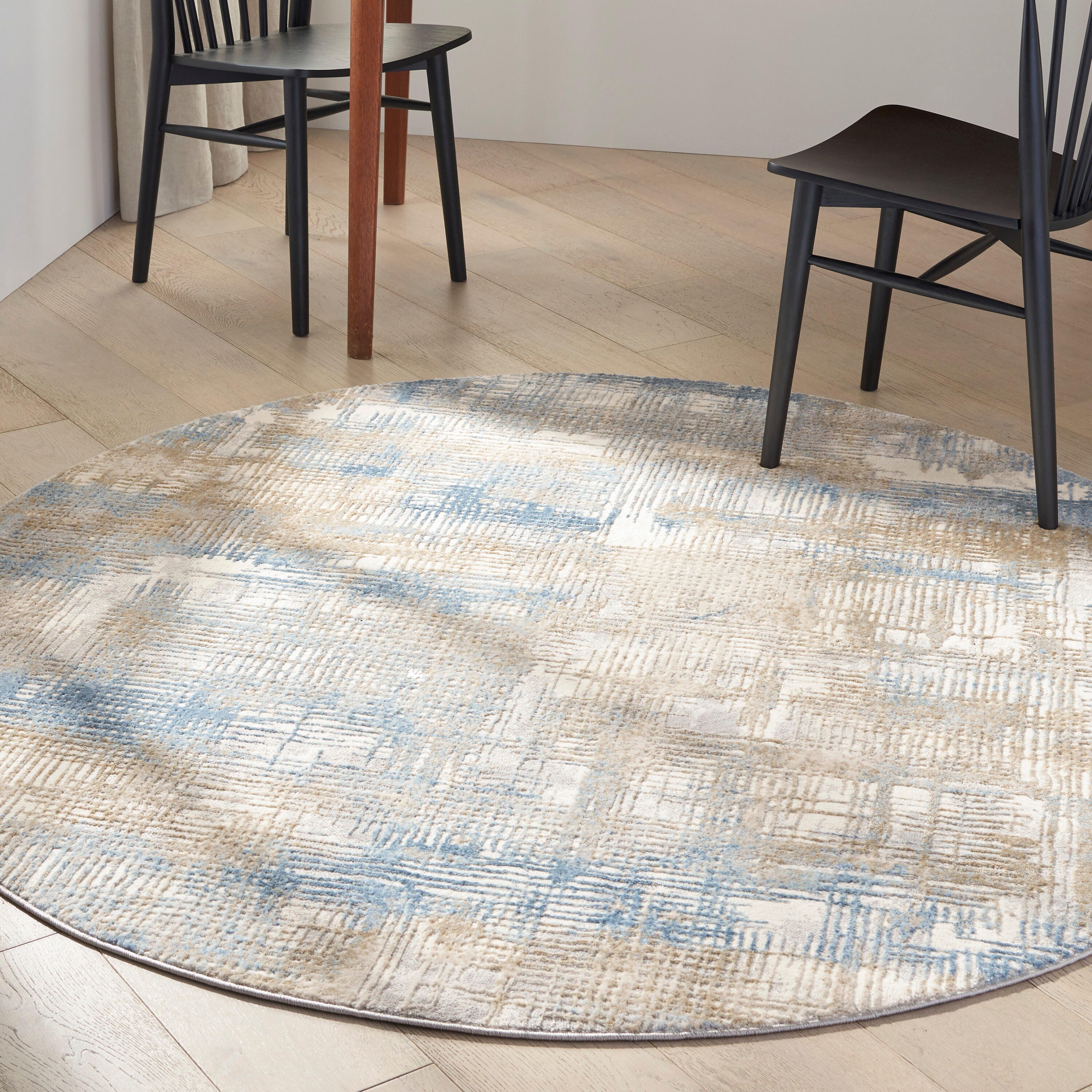 Calvin Klein Rush Abstract 6' Round Area Rug, Blue/Beige, rollover