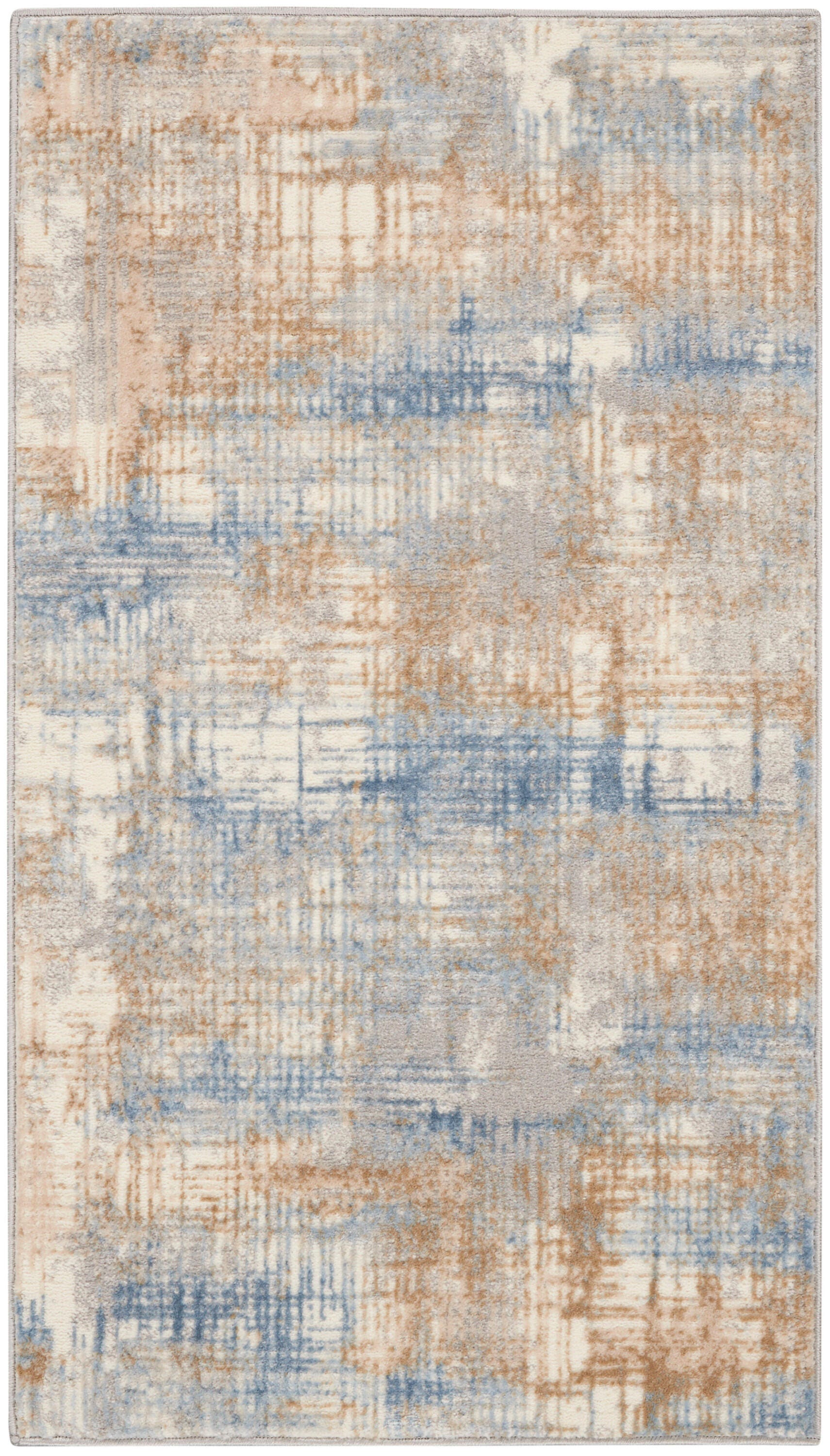 Calvin Klein Rush Abstract 2'2" x 3'9" Accent Rug, Blue/Beige, large