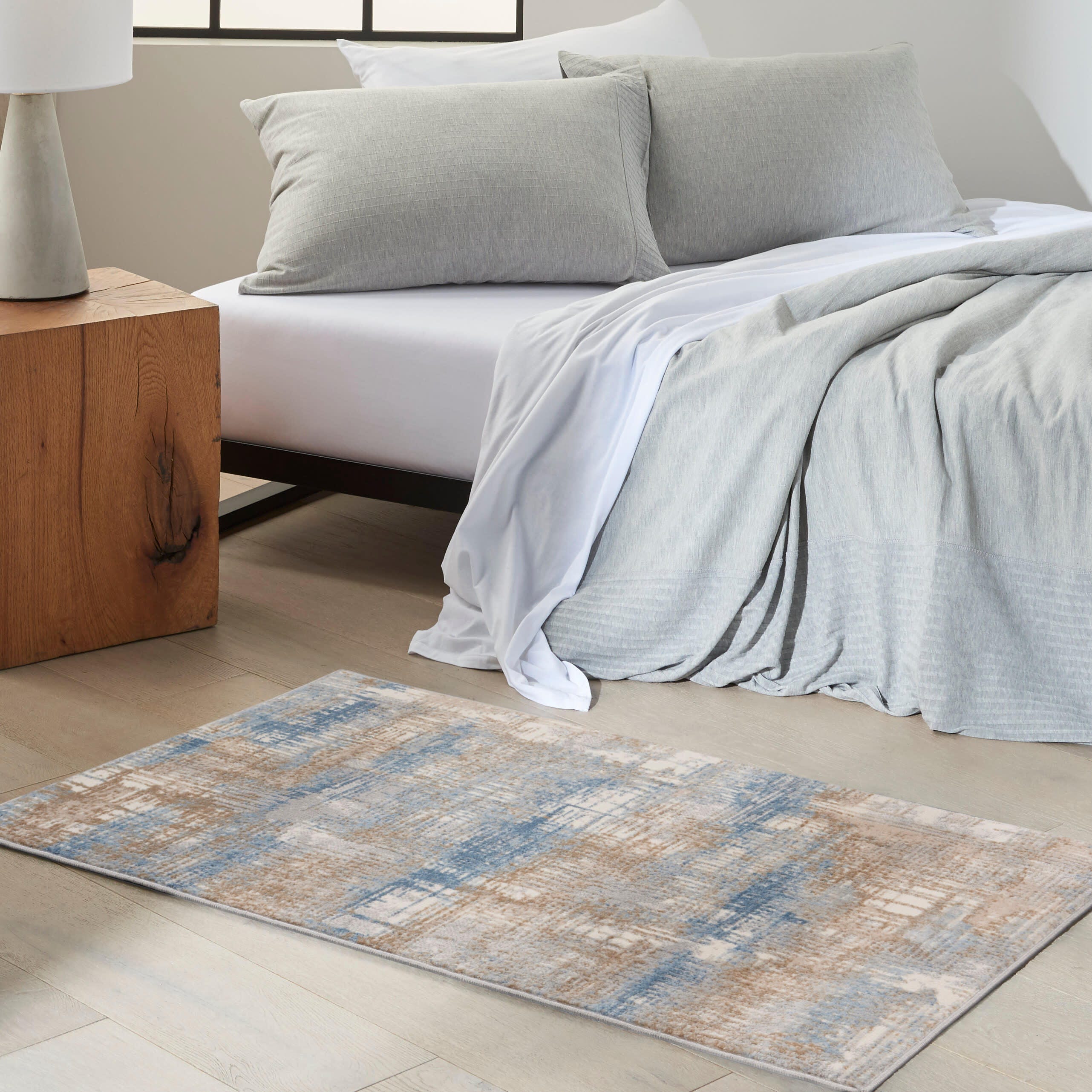 Calvin Klein Rush Abstract 2'2" x 3'9" Accent Rug, Blue/Beige, large