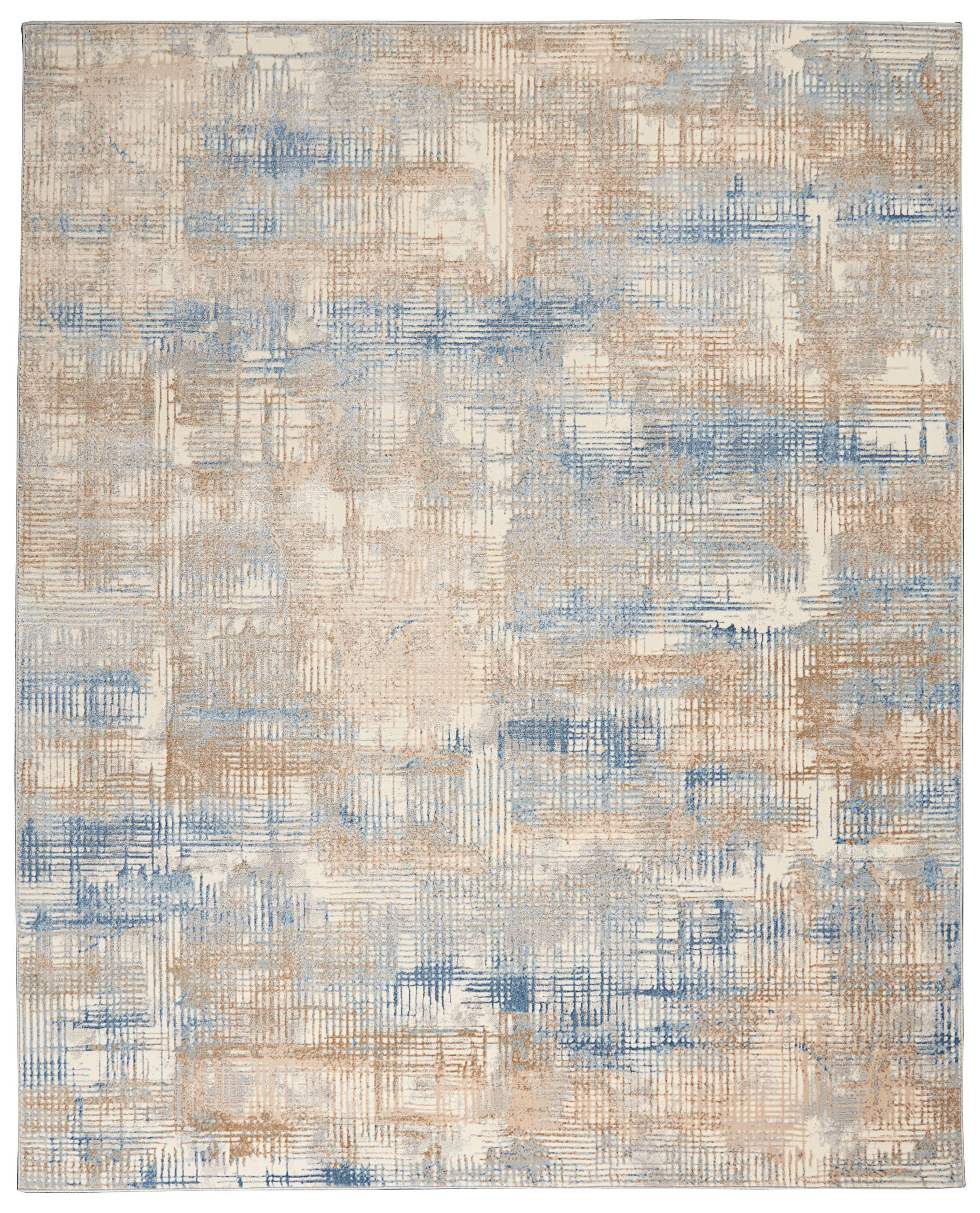 Calvin Klein Rush Abstract 9' x 12' Area Rug, Blue/Beige, large