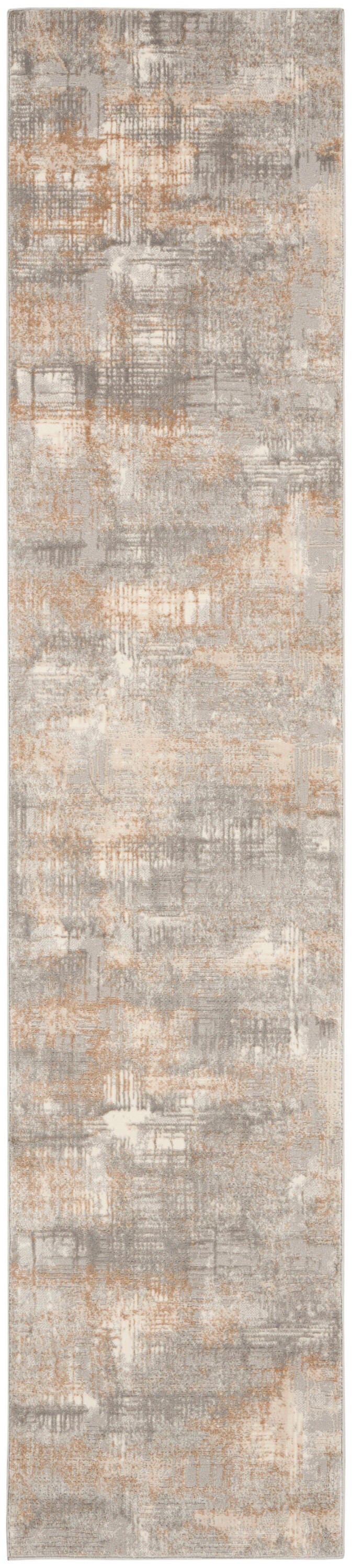 Calvin Klein Rush Abstract 2'3" x 10' Runner Rug, Gray/Beige, large