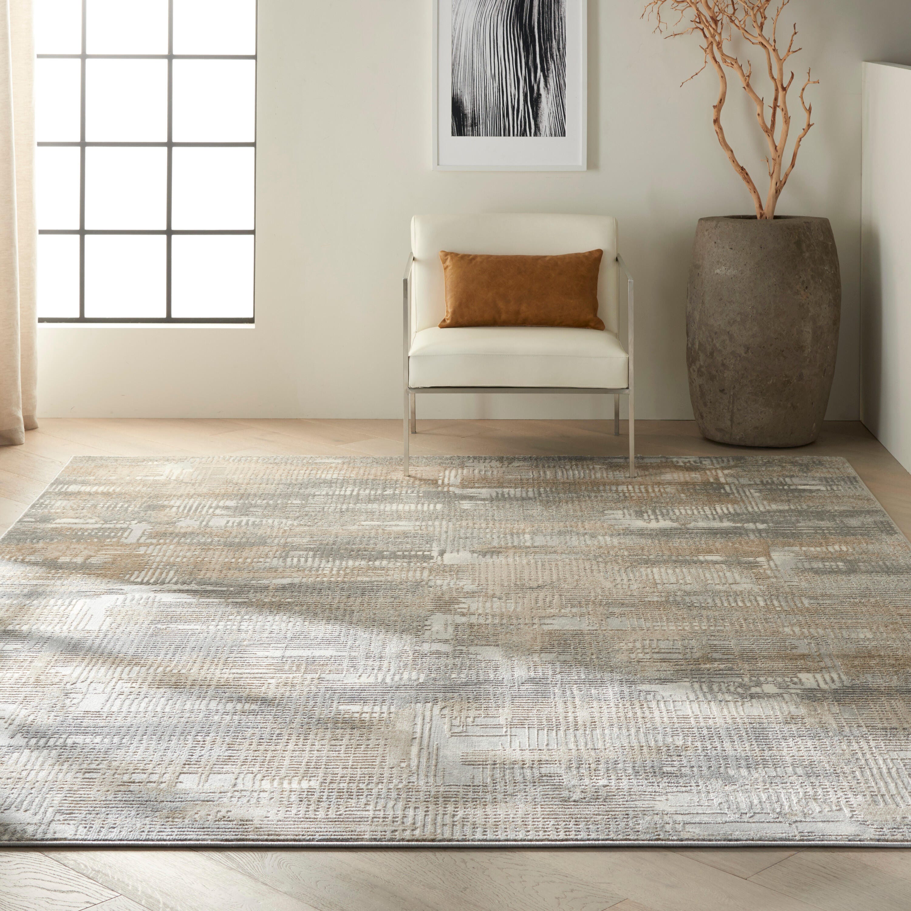Calvin Klein Rush Abstract 10' x 14' Area Rug, Gray/Beige, rollover