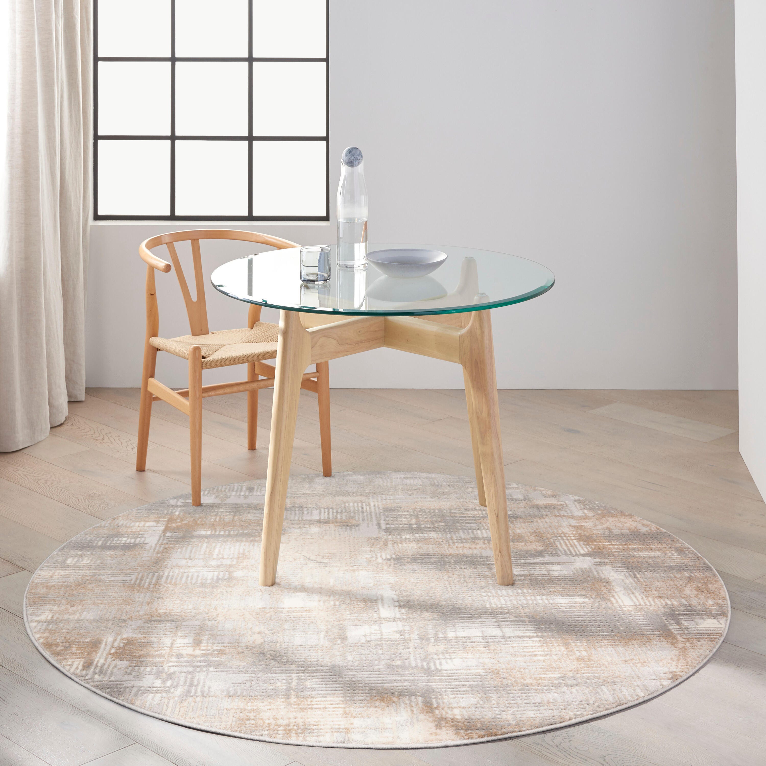 Calvin Klein Rush Abstract 6' Round Area Rug, Gray/Beige, large