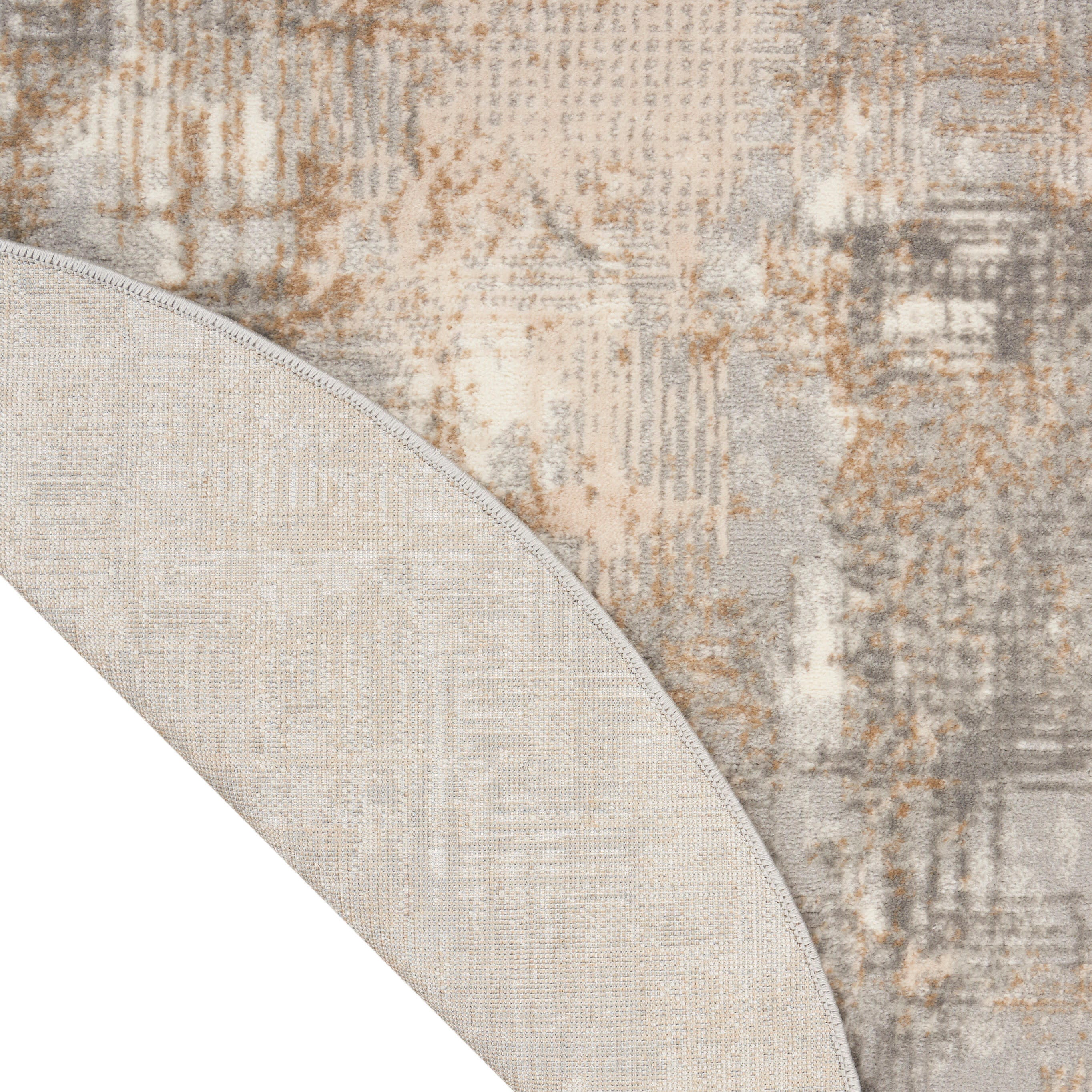 Calvin Klein Rush Abstract 4' Round Accent Rug, Gray/Beige, large