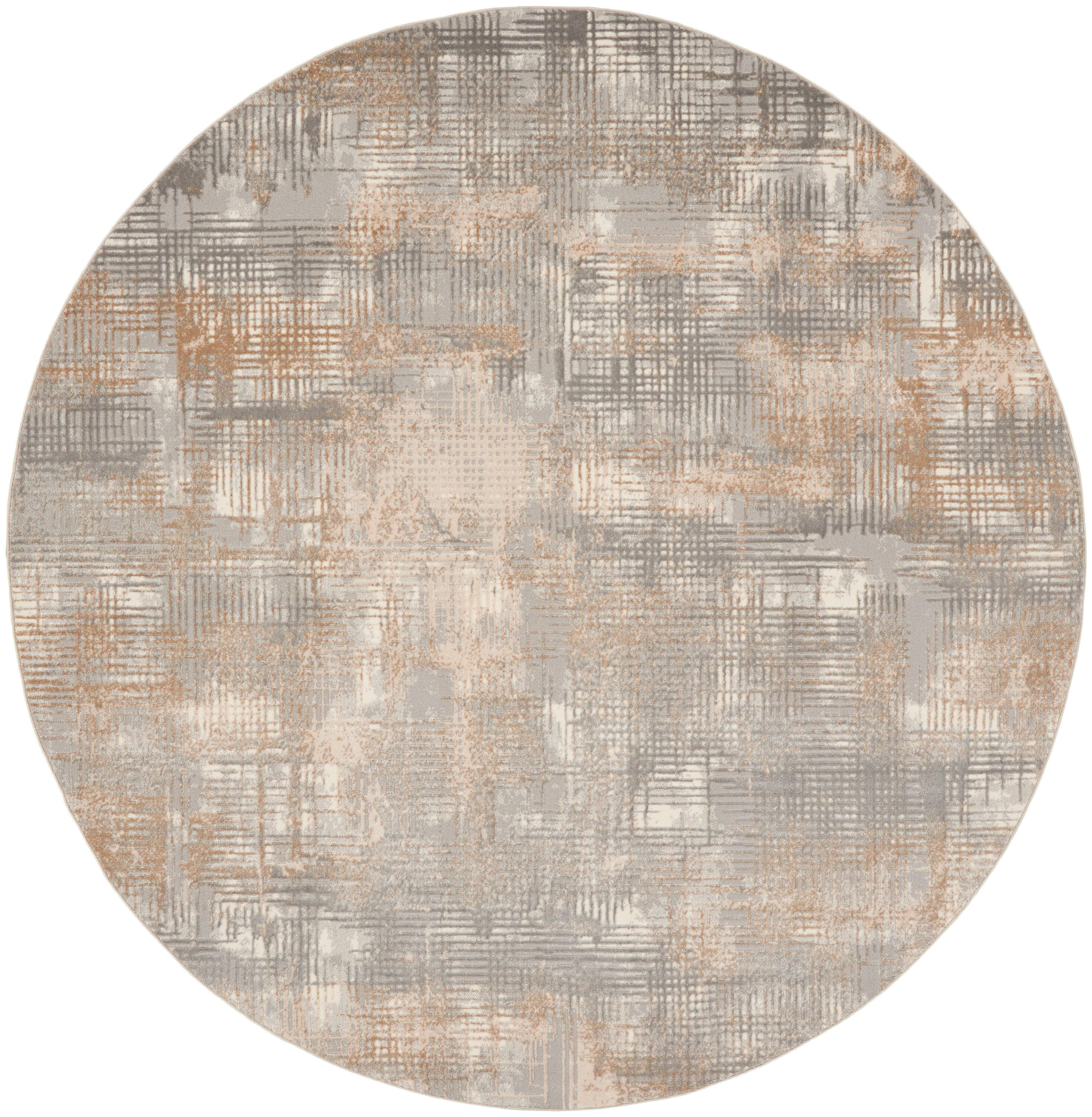 Calvin Klein Rush Abstract 8' Round Area Rug, Gray/Beige, large