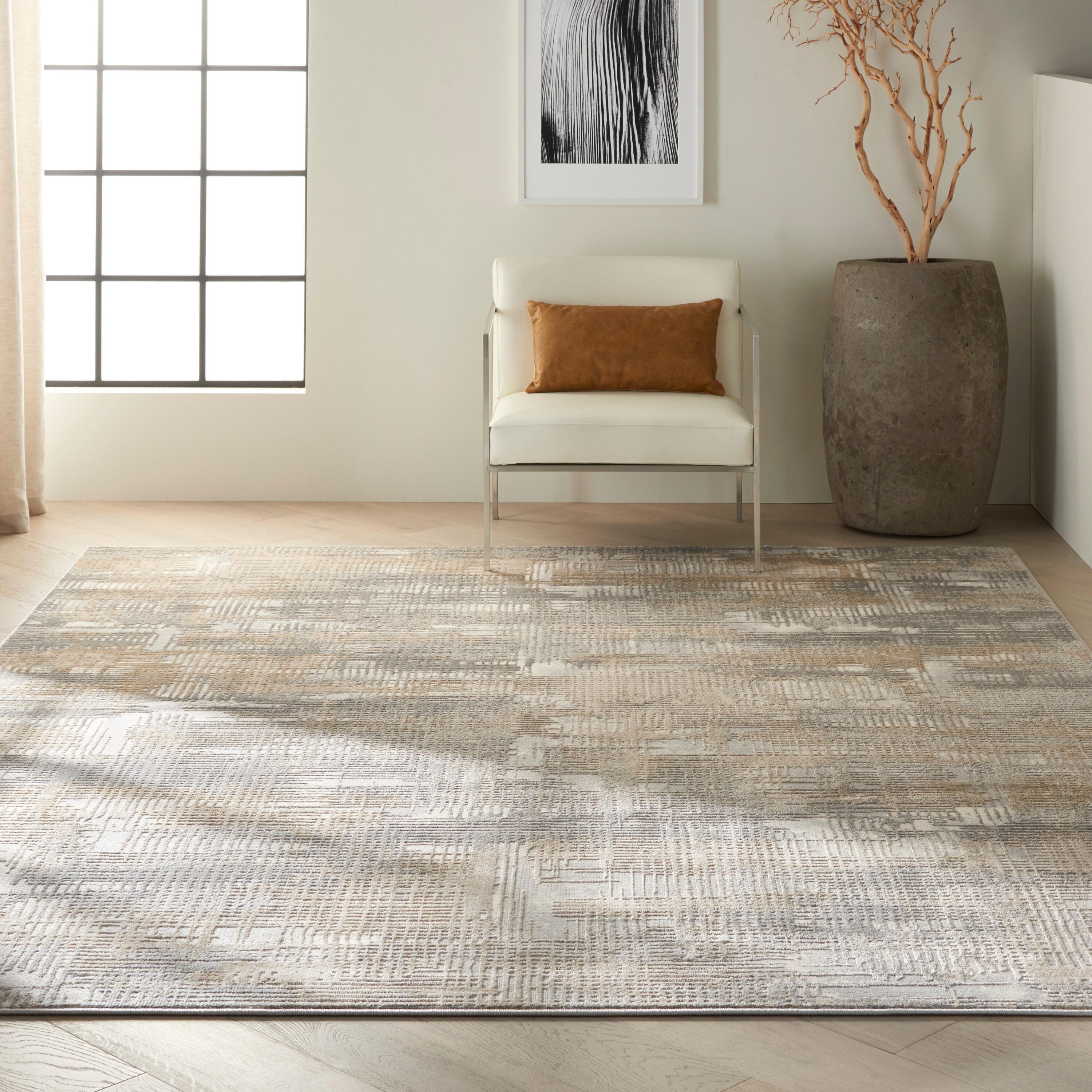 Calvin Klein Rush Abstract 9' x 12' Area Rug, Gray/Beige, rollover