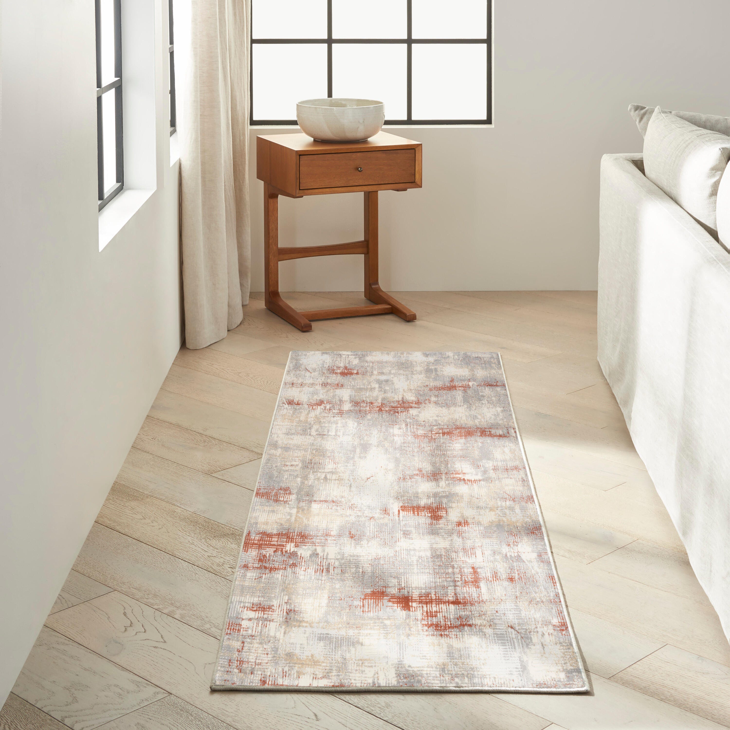 Calvin Klein Rush Abstract 2'3" x 7'3" Runner Rug, Brown/Beige, rollover