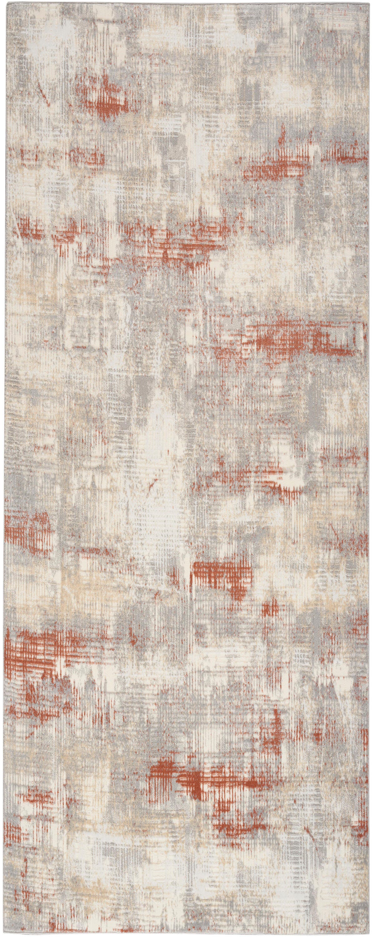 Calvin Klein Rush Abstract 2'3" x 7'3" Runner Rug, Brown/Beige, large