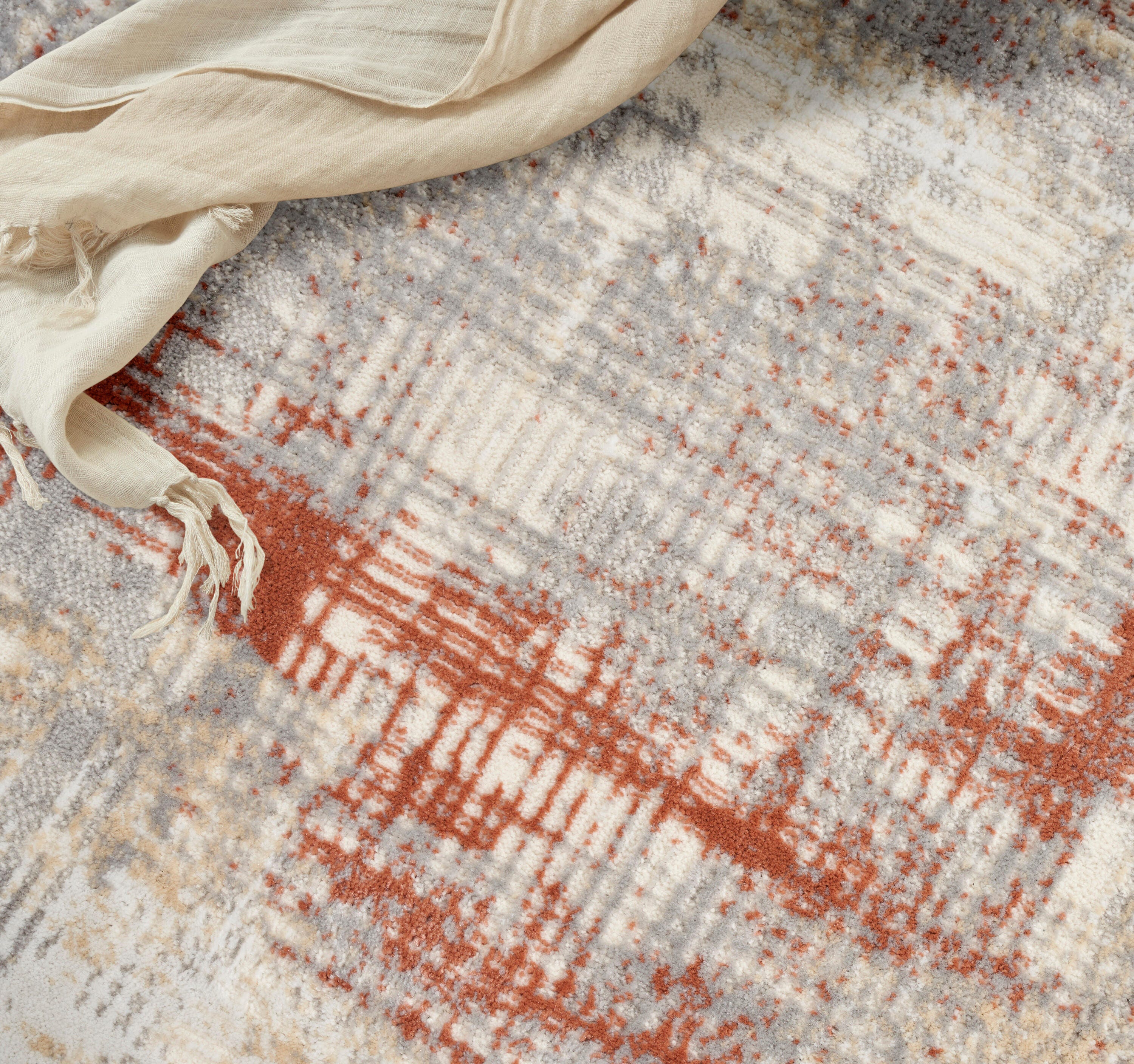 Calvin Klein Rush Abstract 5'3" x 7'3" Area Rug, Brown/Beige, large