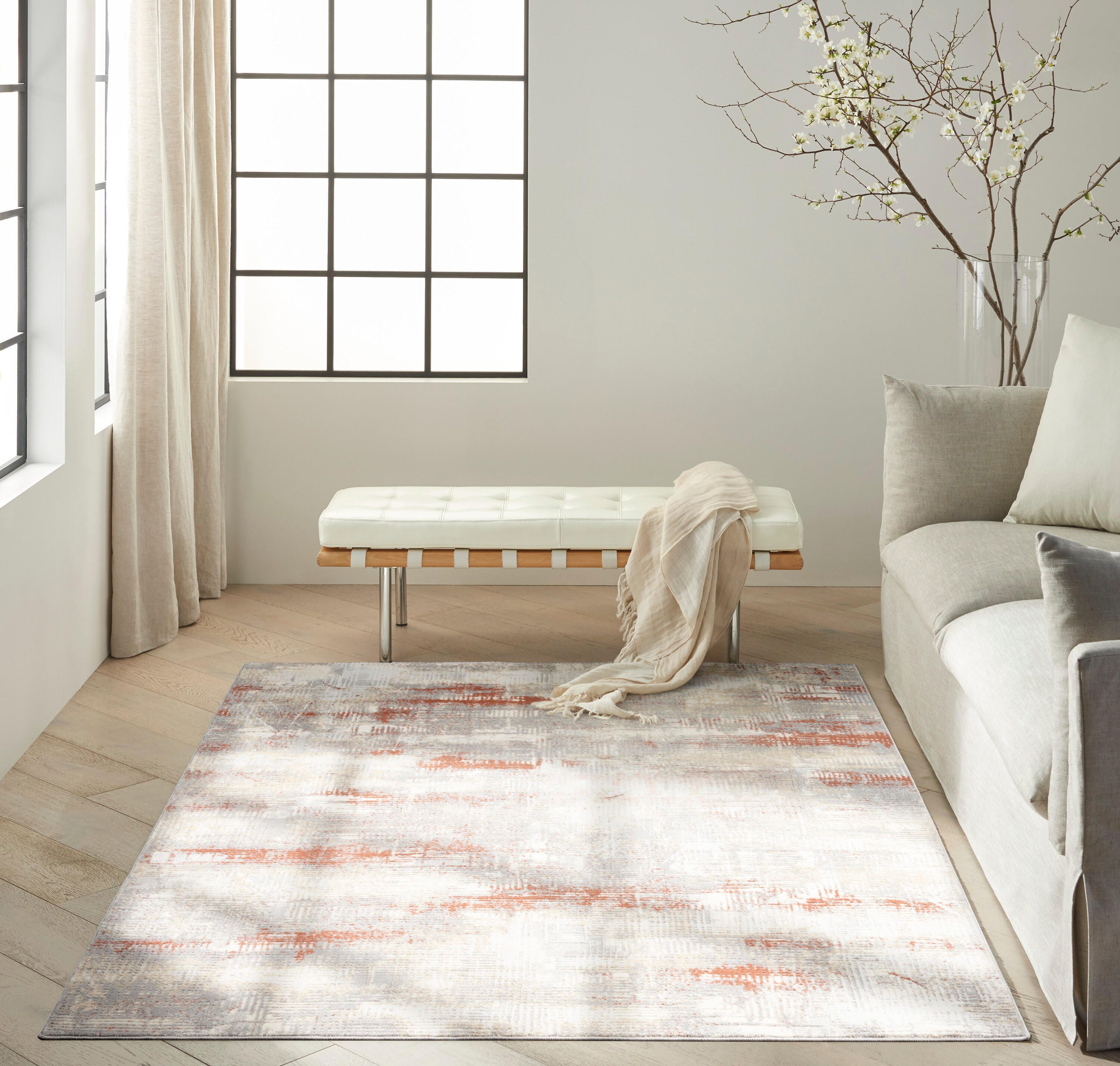 Calvin Klein Rush Abstract 5'3" x 7'3" Area Rug, Brown/Beige, large