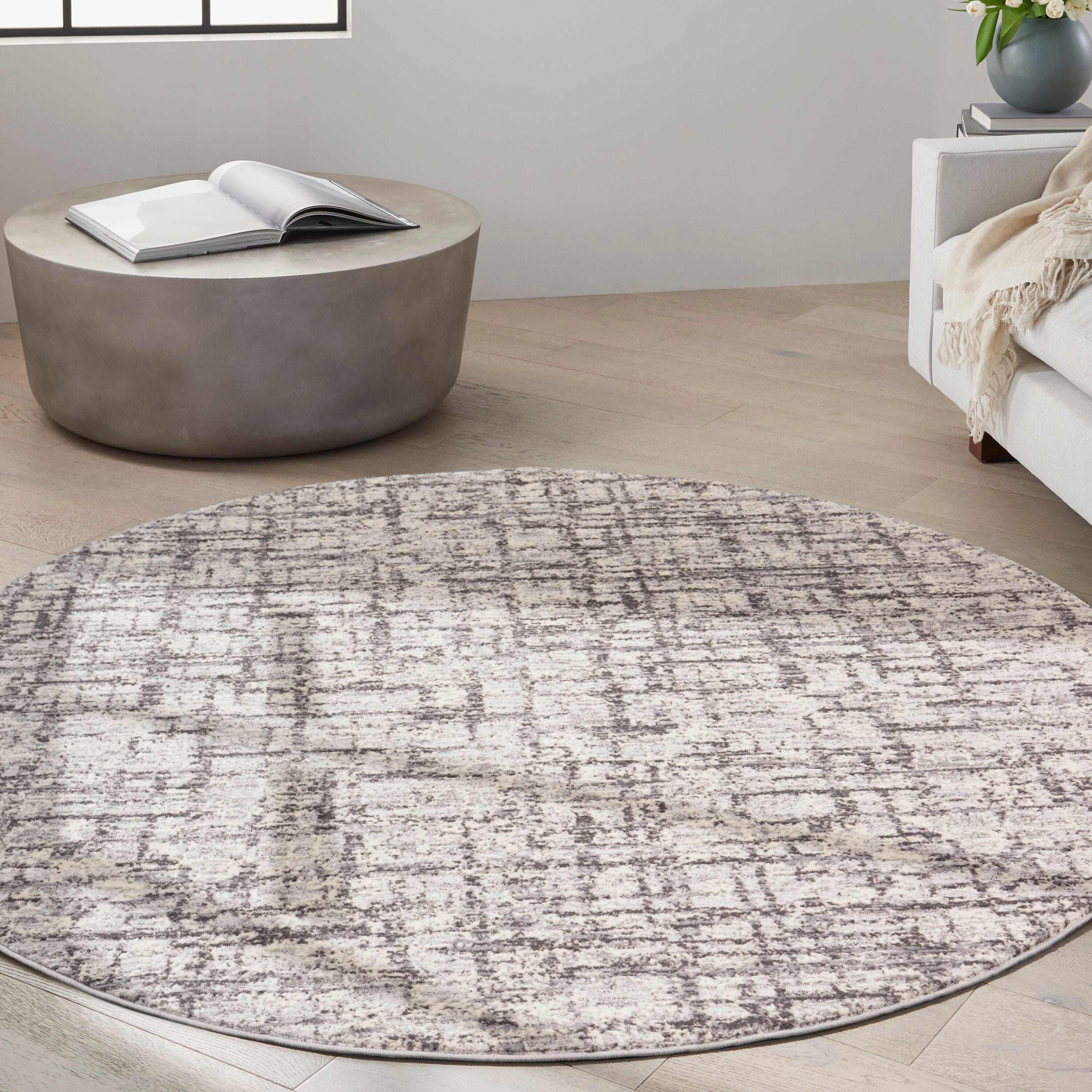 Calvin Klein Rush Signature 6' Round Area Rug, Ivory/Gray, rollover