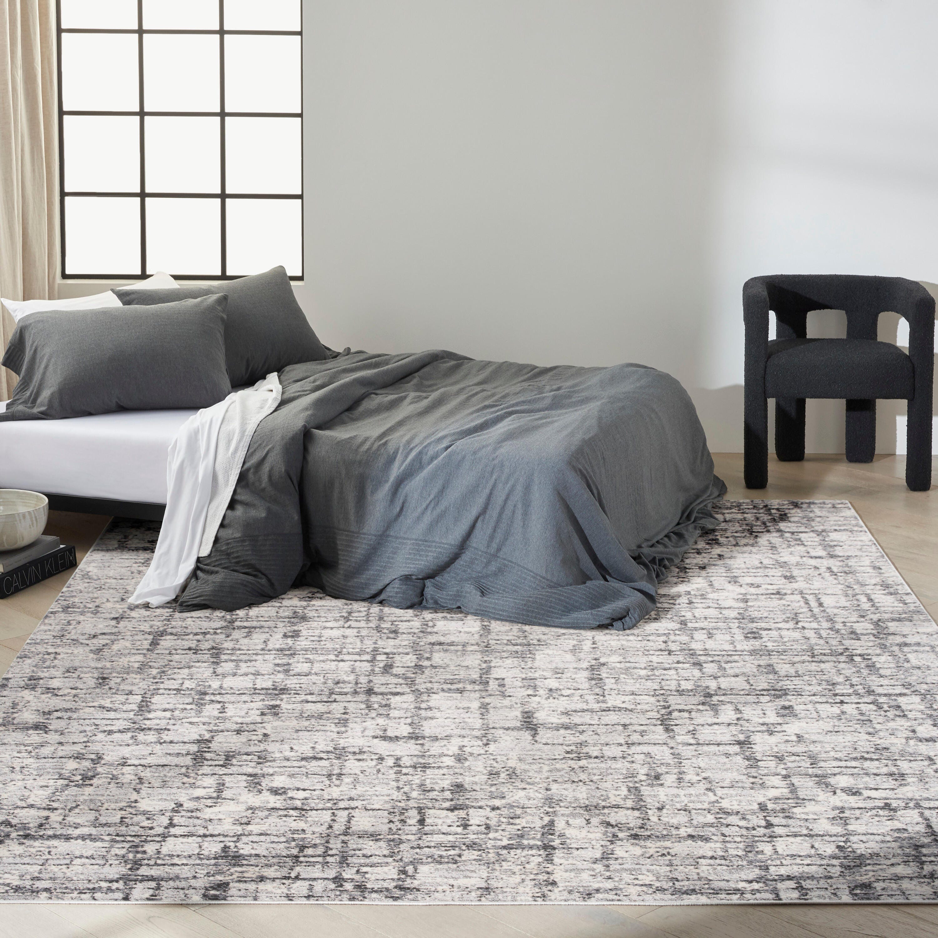 Calvin Klein Rush Signature 9' x 12' Area Rug, Ivory/Gray, large
