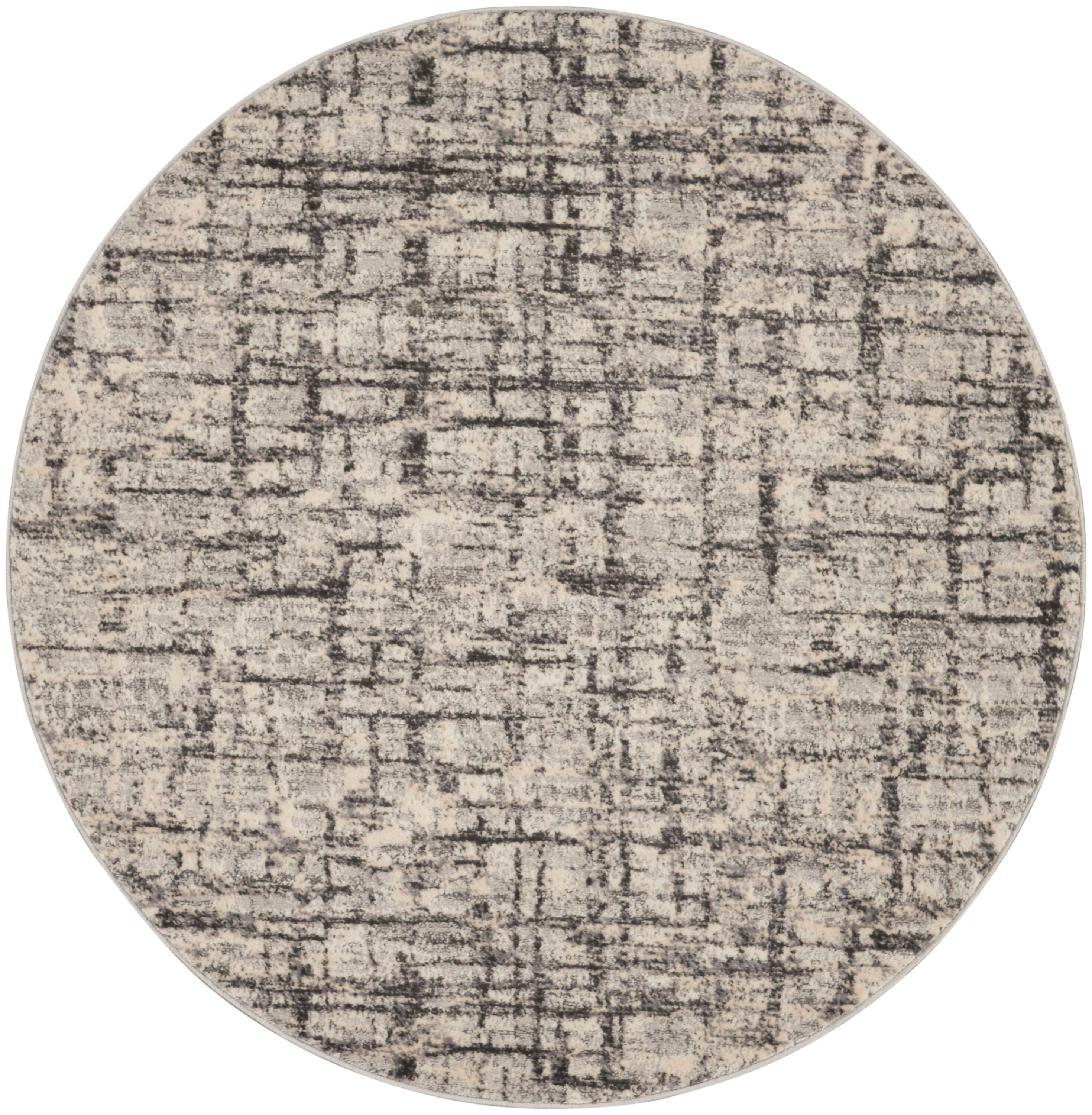 Calvin Klein Rush Signature 4' Round Accent Rug, Ivory/Gray, large