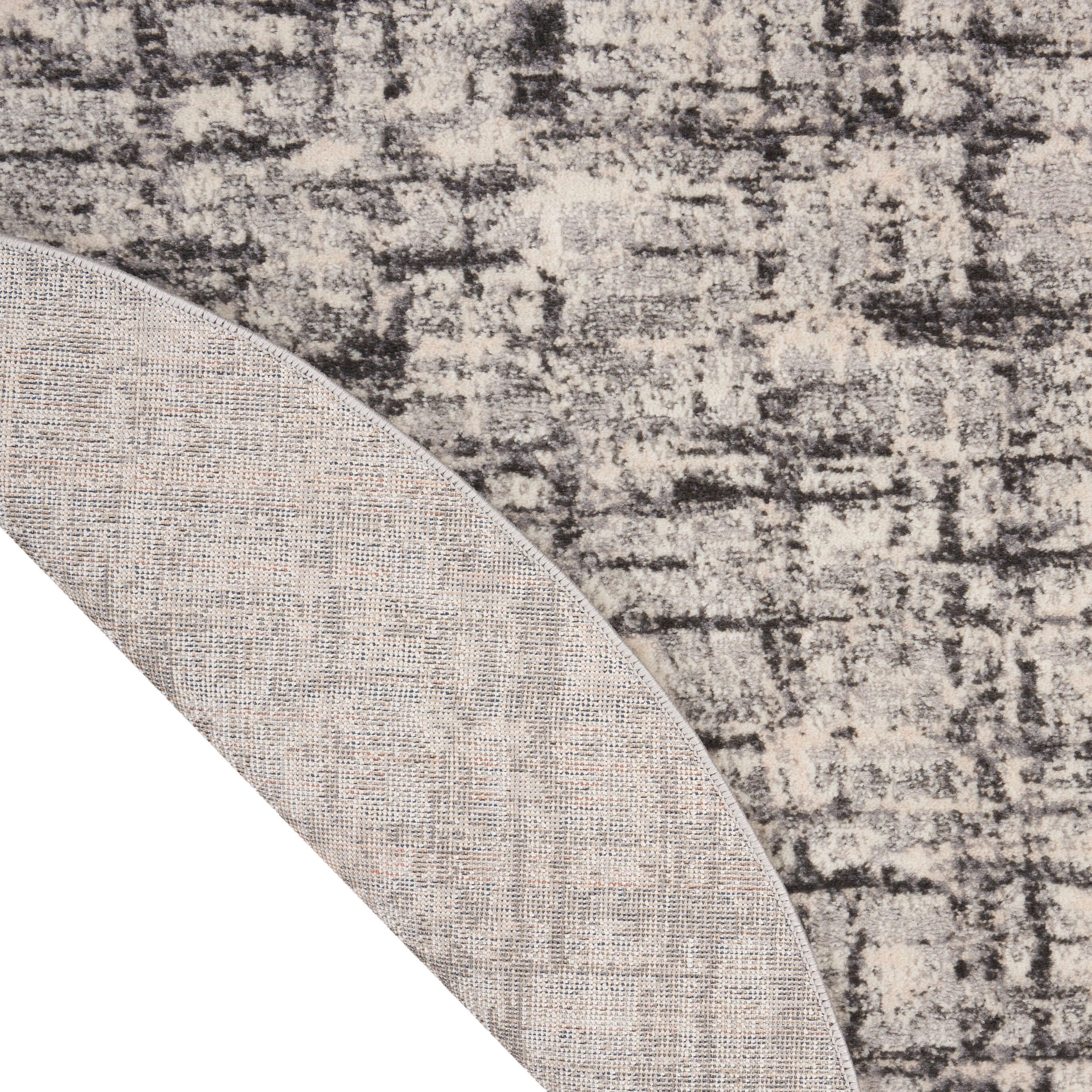 Calvin Klein Rush Signature 4' Round Accent Rug, Ivory/Gray, large