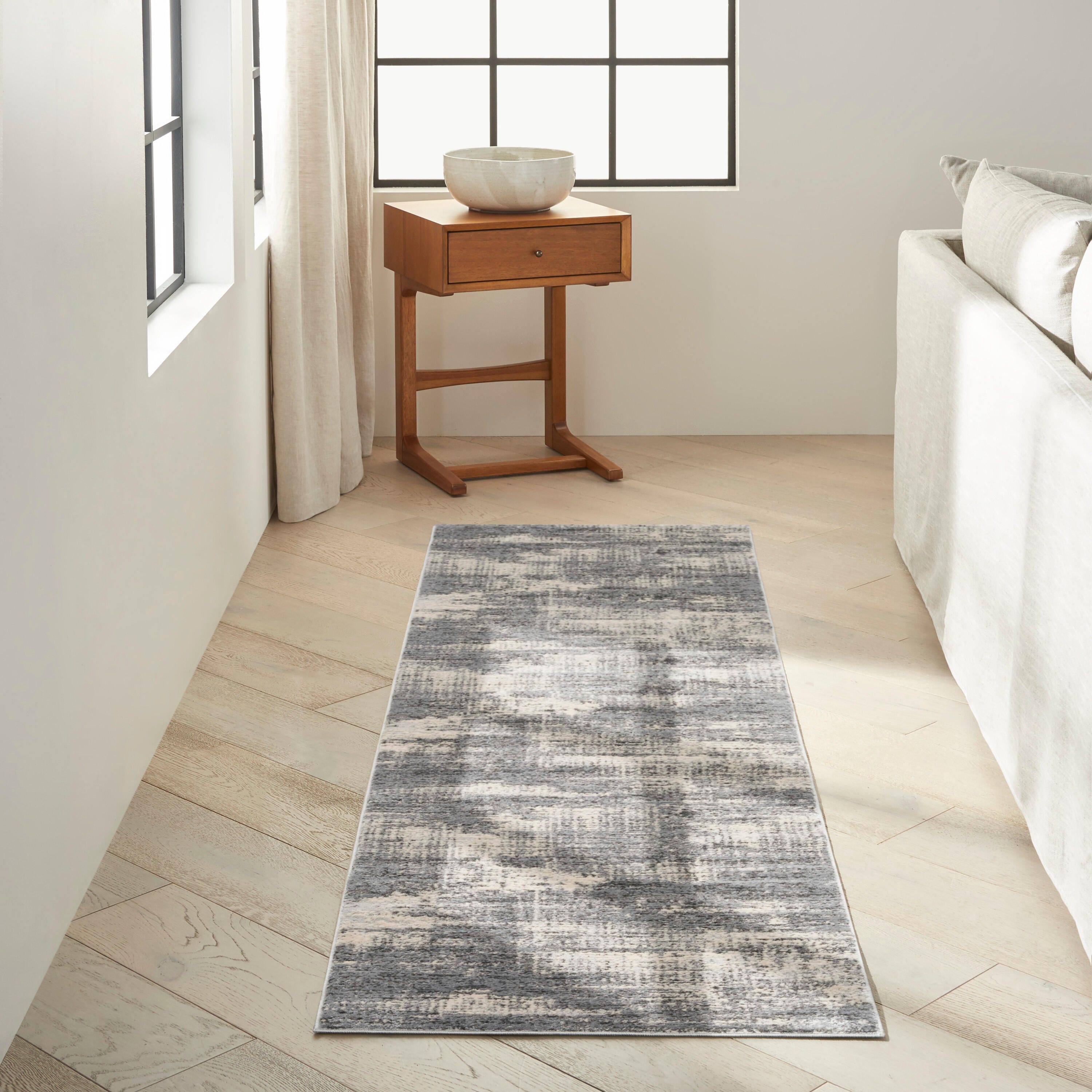 Calvin Klein Rush Textured 2'3" x 10' Runner Rug, Gray/Cream, rollover