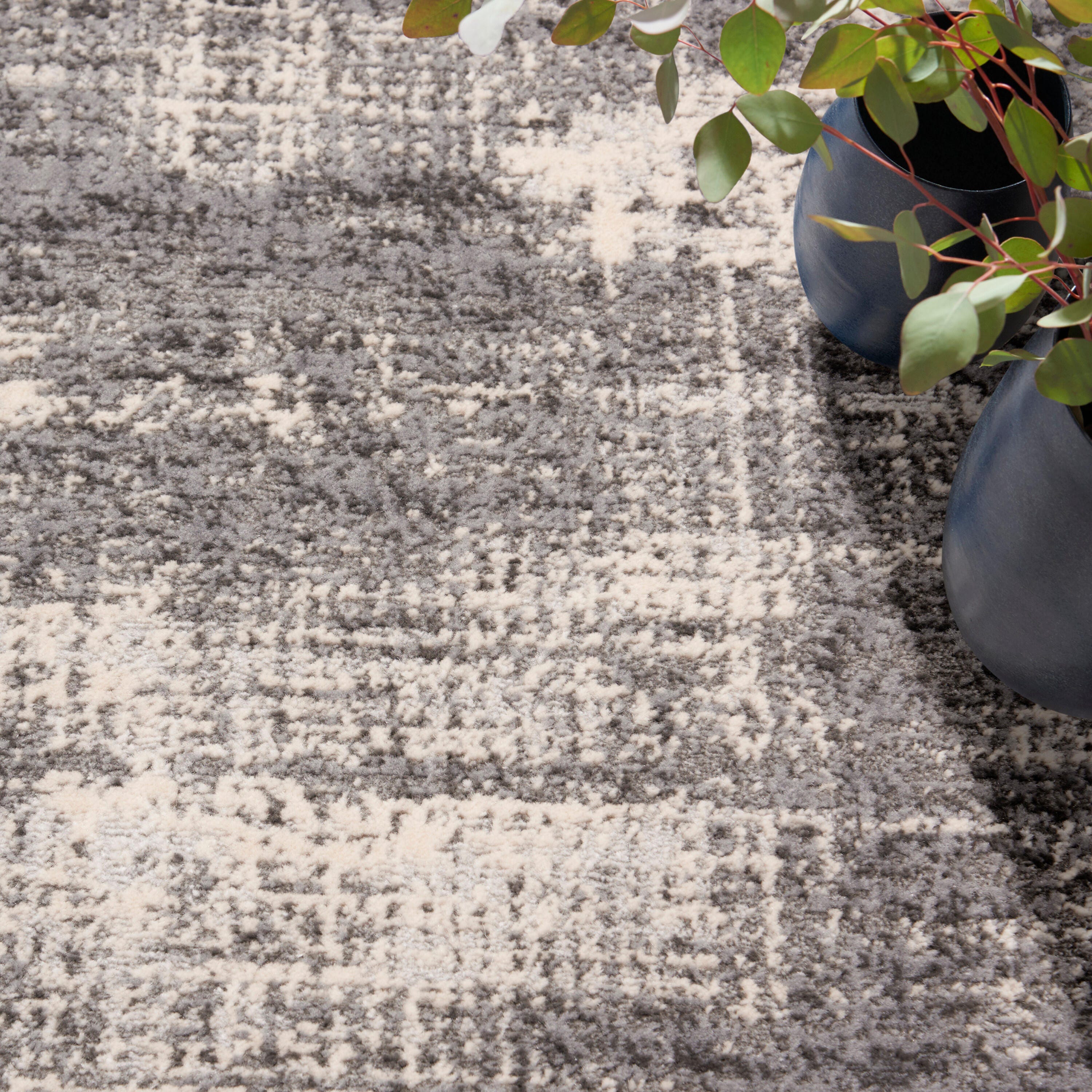 Calvin Klein Rush Textured 6' Round Area Rug, Gray/Cream, rollover