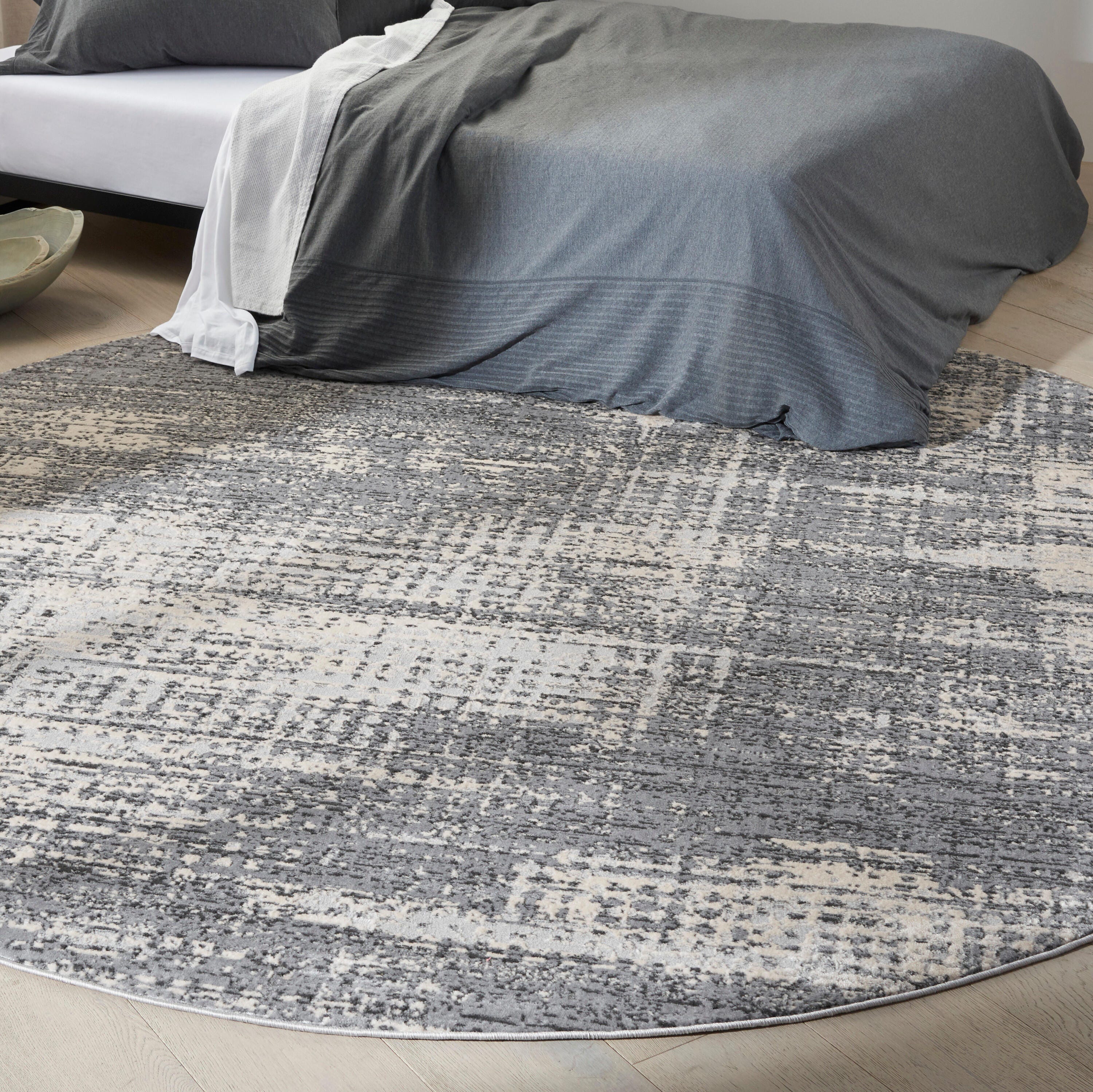Calvin Klein Rush Textured 8' Round Area Rug, Gray/Cream, rollover