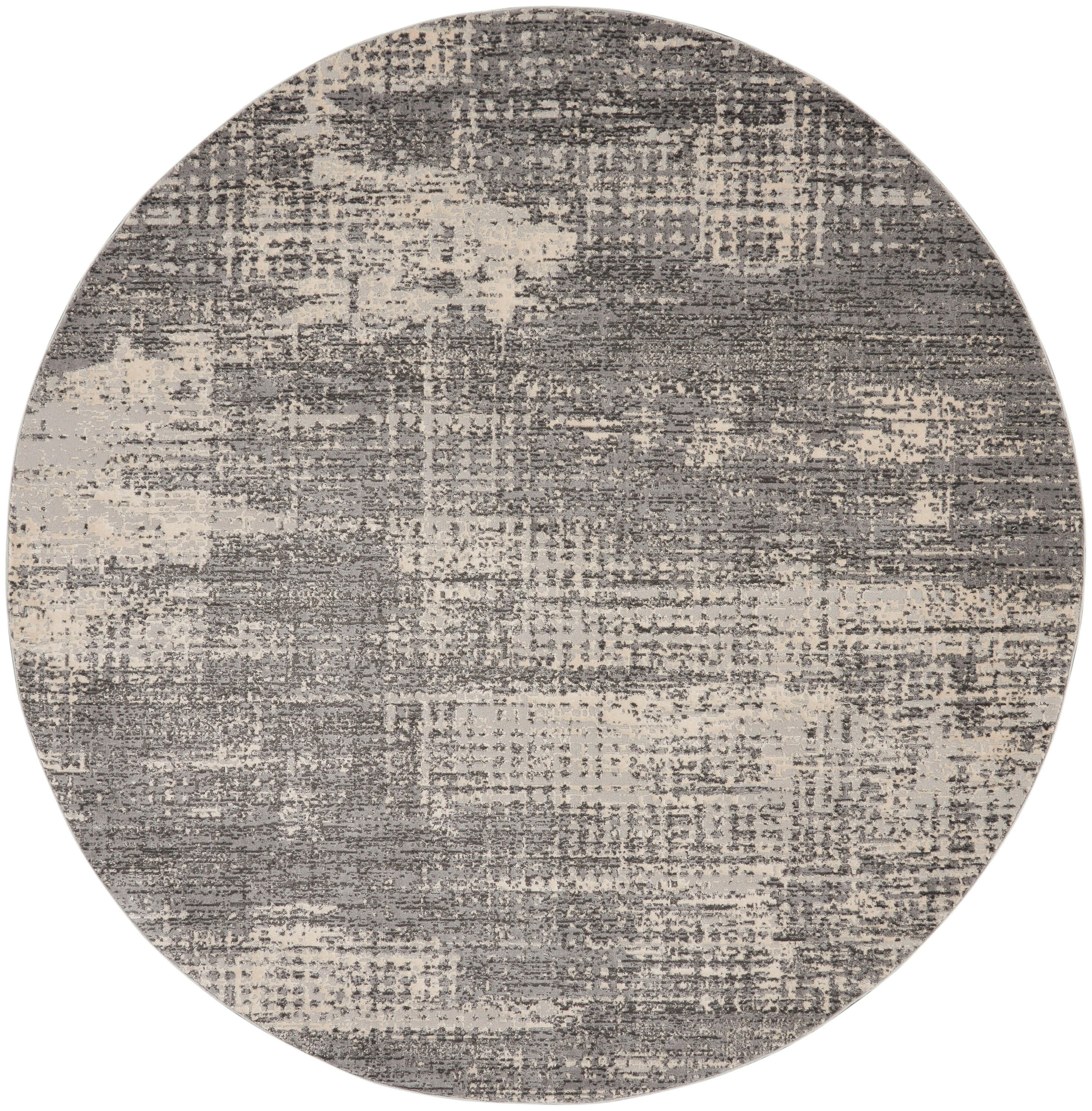 Calvin Klein Rush Textured 8' Round Area Rug, Gray/Cream, large