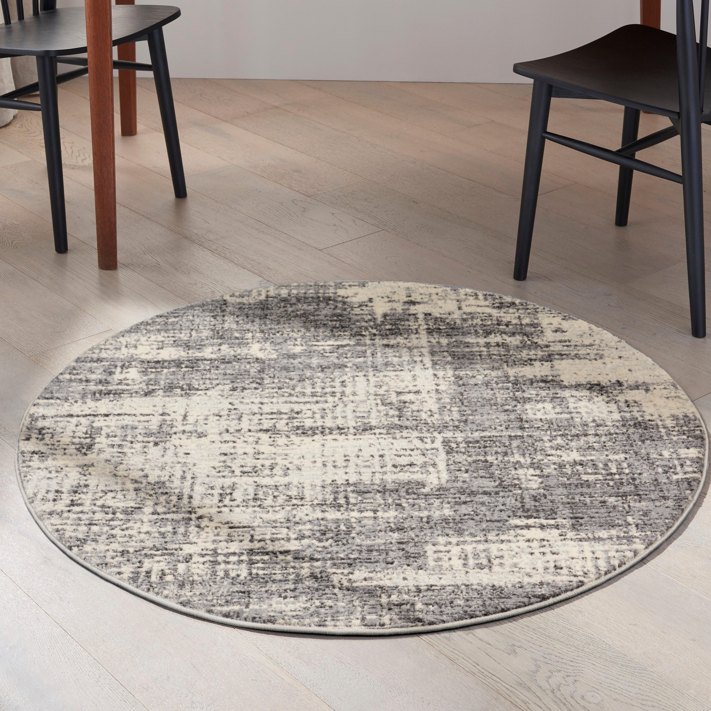 Calvin Klein Rush Textured 4' Round Accent Rug, Gray/Cream, rollover