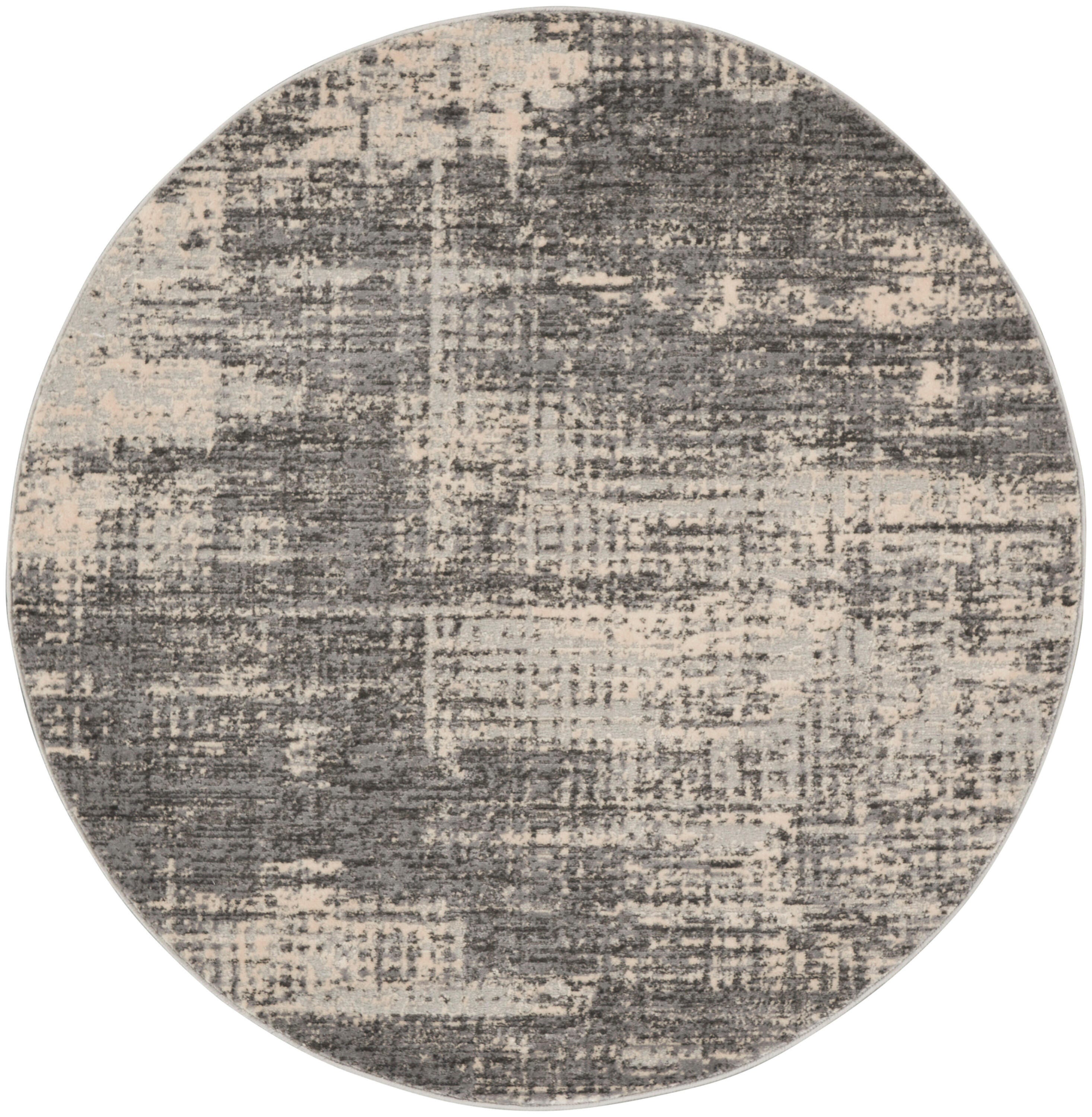 Calvin Klein Rush Textured 4' Round Accent Rug, Gray/Cream, large
