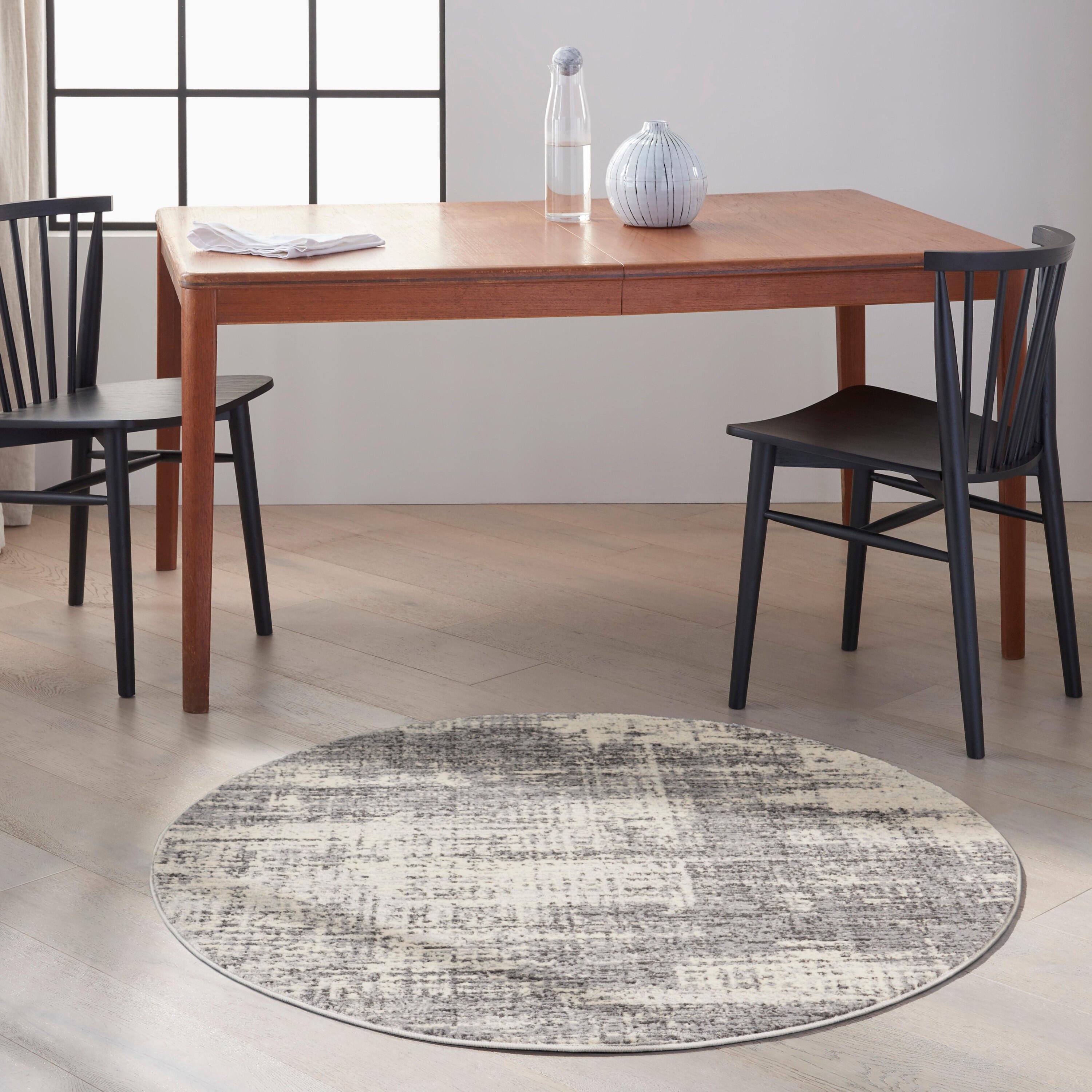 Calvin Klein Rush Textured 4' Round Accent Rug, Gray/Cream, large