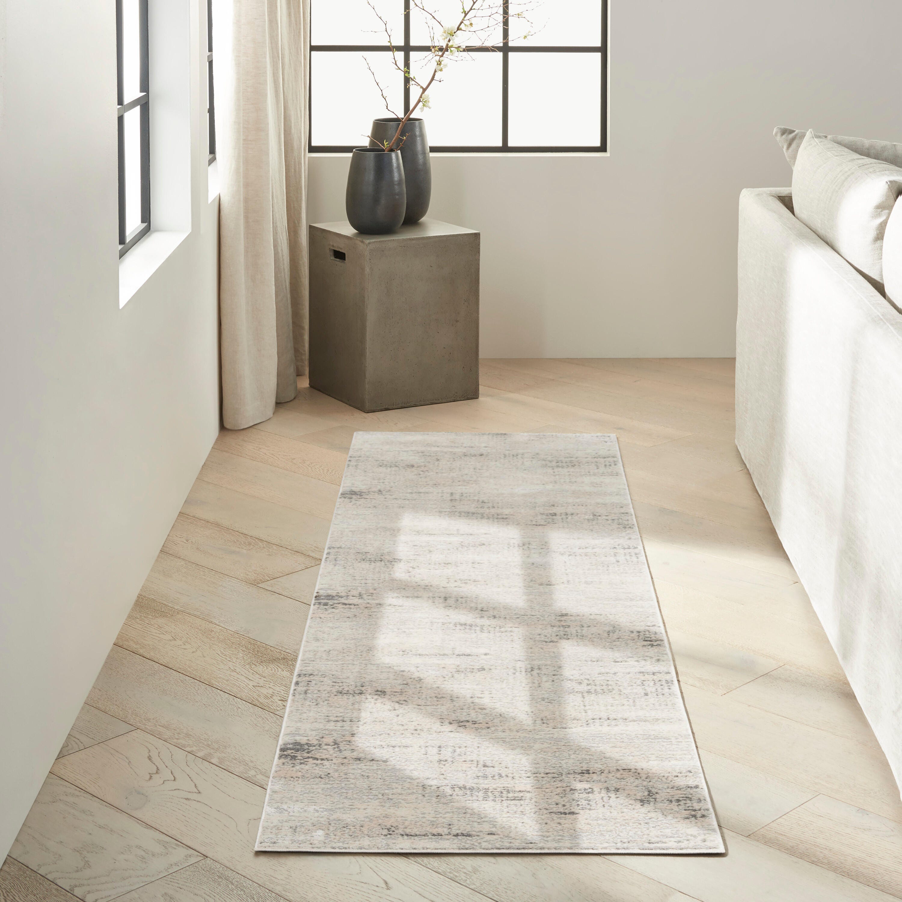 Calvin Klein Rush Textured 2'3" x 10' Runner Rug, Ivory/Beige, rollover