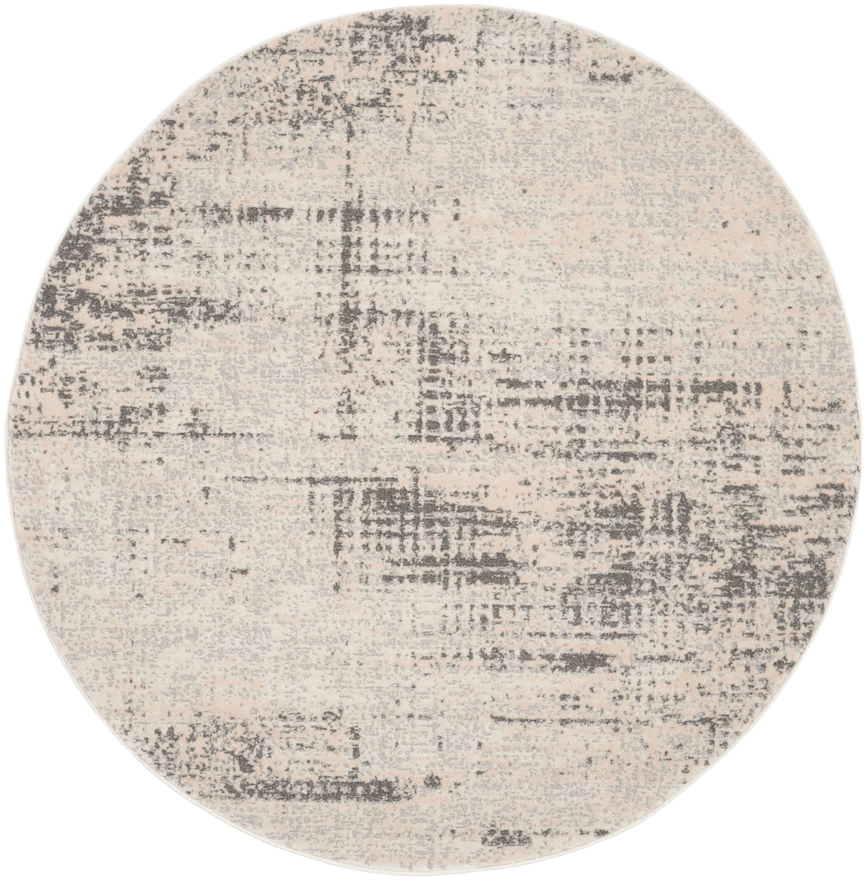 Calvin Klein Rush Textured 4' Round Accent Rug, Ivory/Beige, large