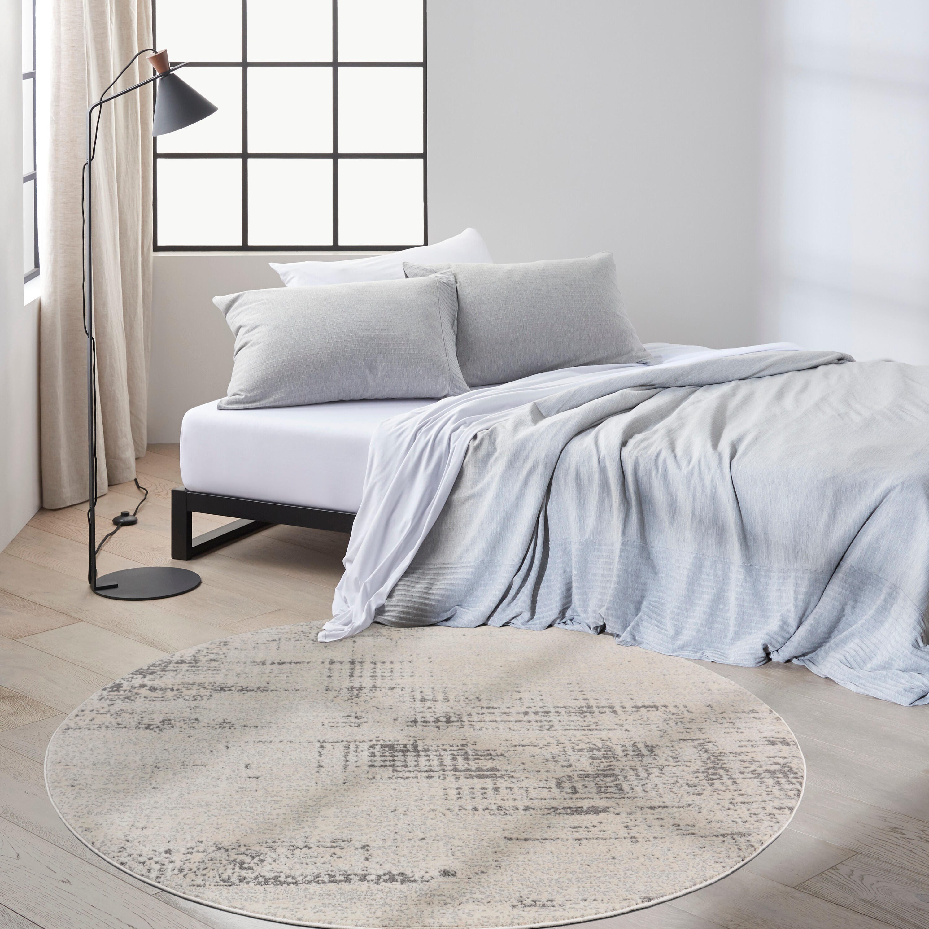 Calvin Klein Rush Textured 6' Round Area Rug, Ivory/Beige, large