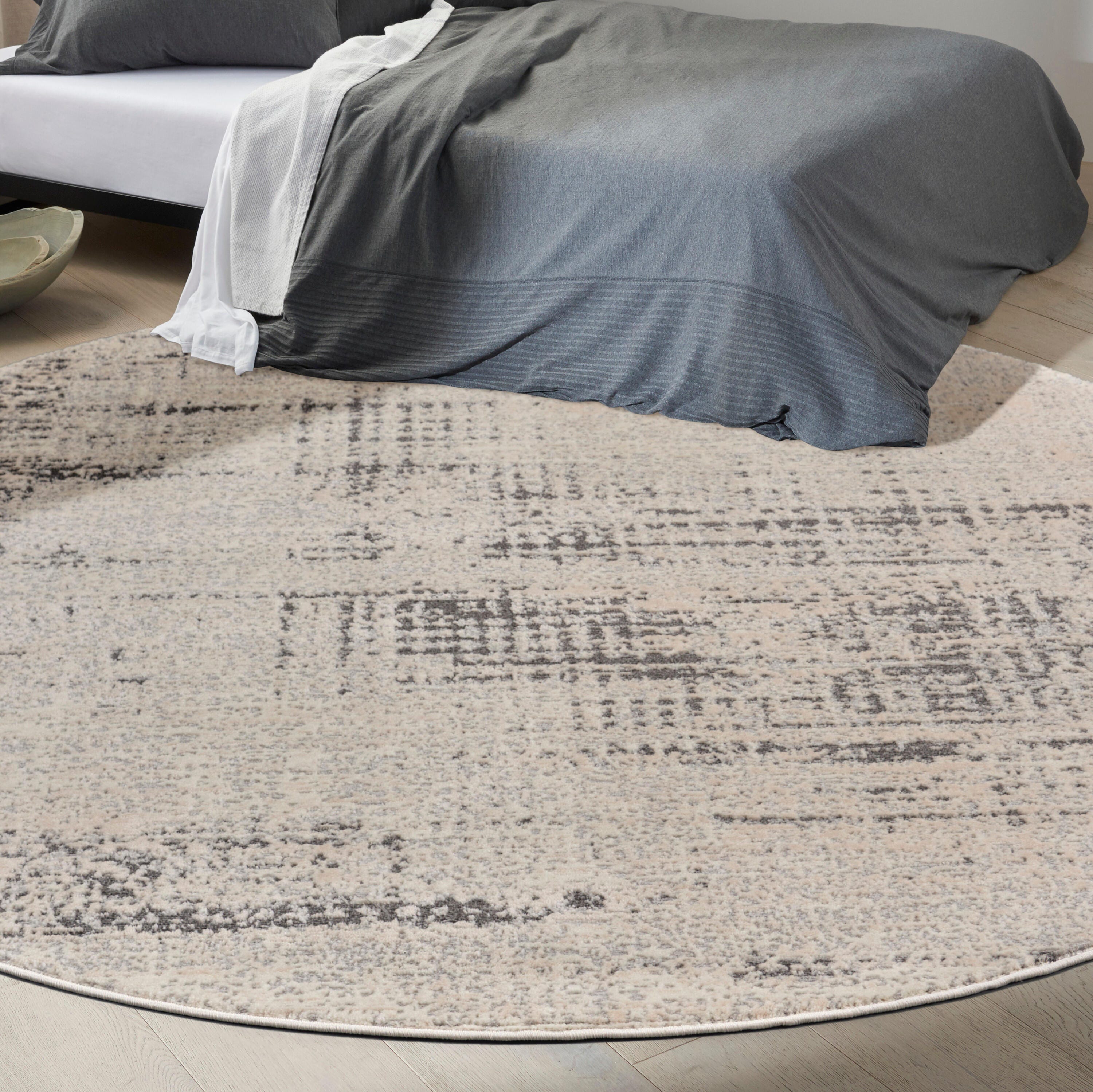 Calvin Klein Rush Textured 8' Round Area Rug, Ivory/Beige, rollover