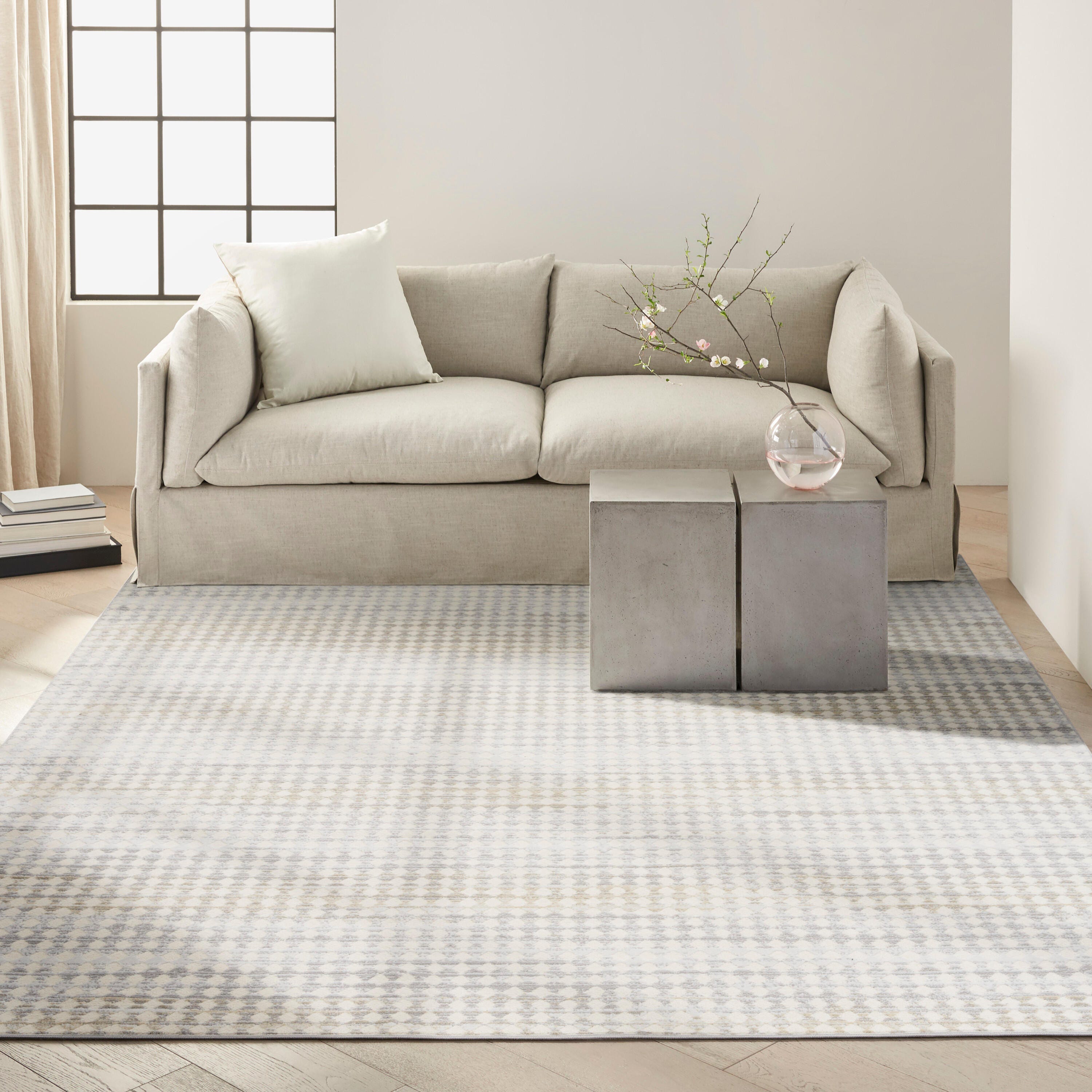 Calvin Klein Rush Geometric 8' x 10' Area Rug, Ivory, large