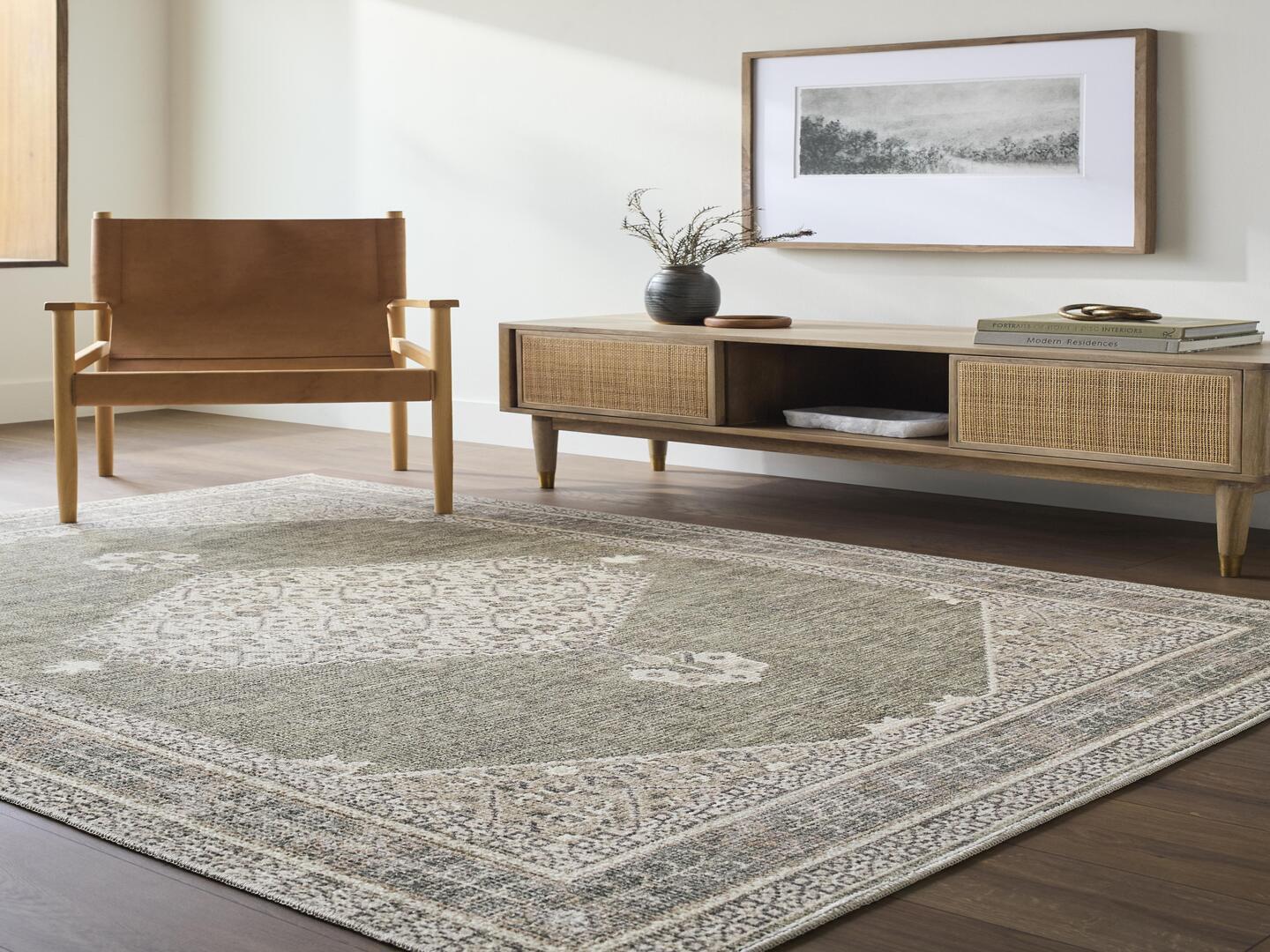 Livabliss Lila 2' x 4' Accent Rug, Olive, rollover
