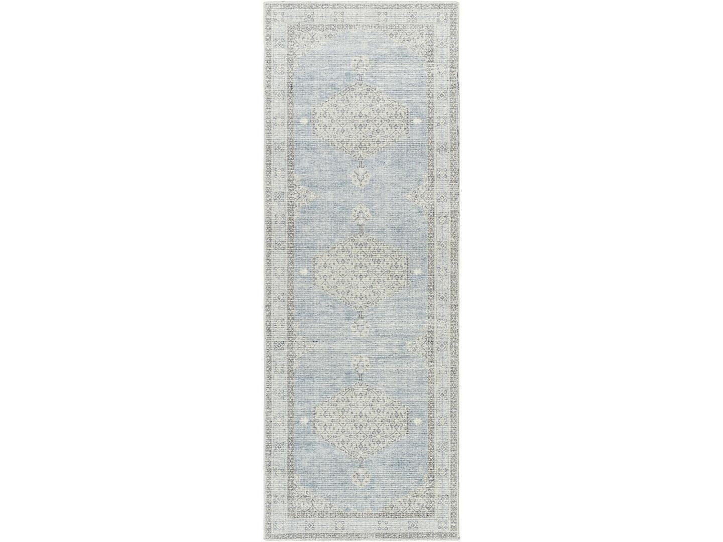 Livabliss Lila 3' x 7' Runner Rug, Denim/Gray, large