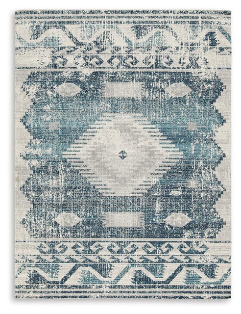 Daddridge 8' x 10' Indoor/Outdoor Area Rug, Blue/Gray/Ivory