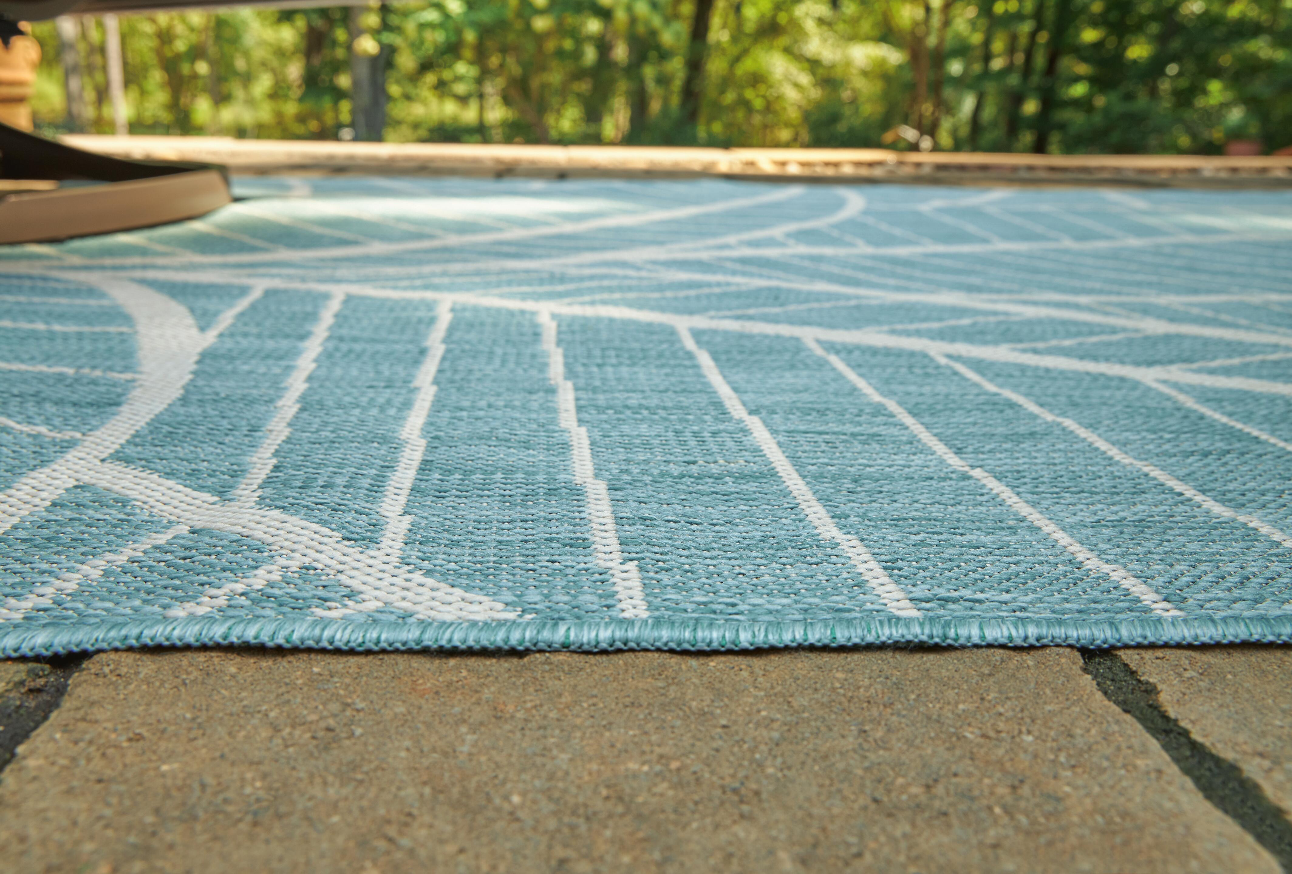 Hulsia 8' x 10' Rug, Ivory/Aqua, large