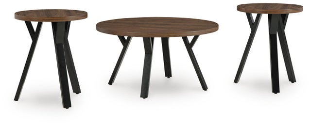 Elbrynn Table (Set of 3), Brown/Black