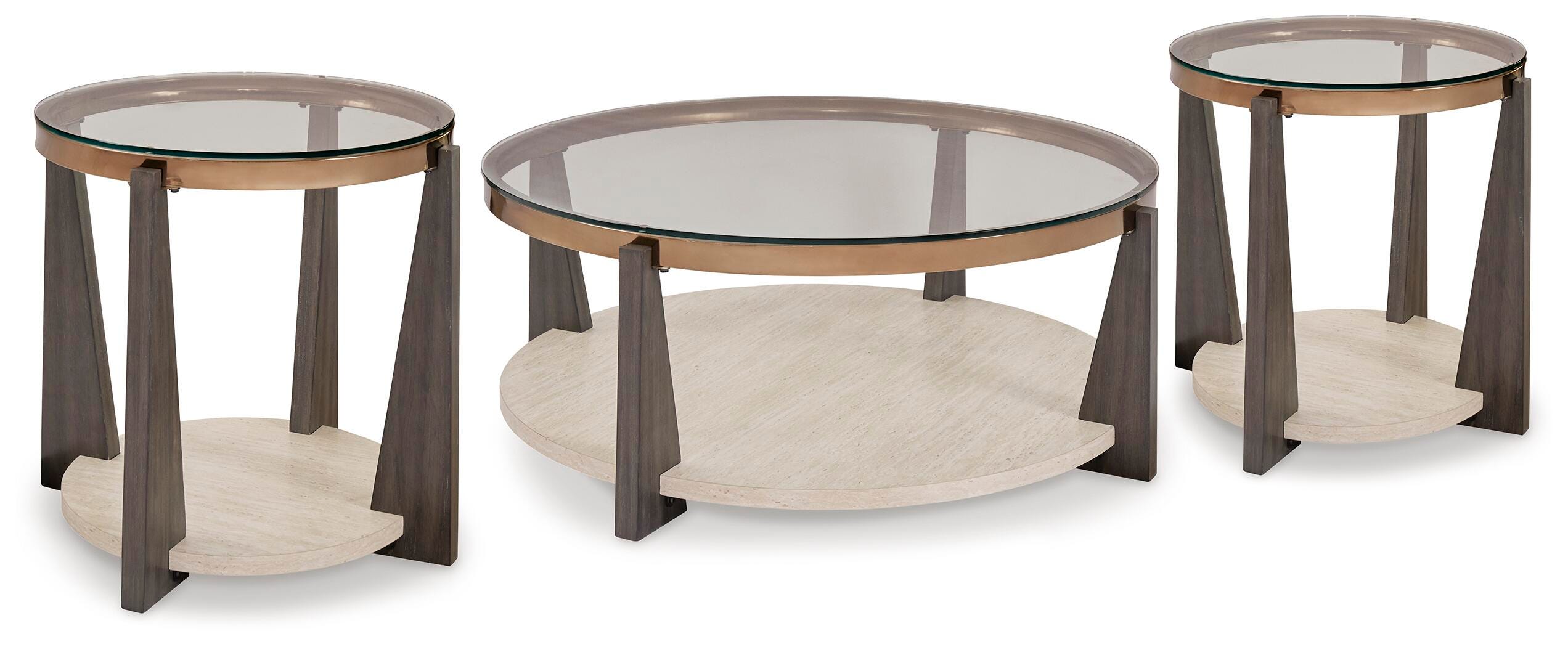 Frazwa Coffee Table with 2 End Tables, , large