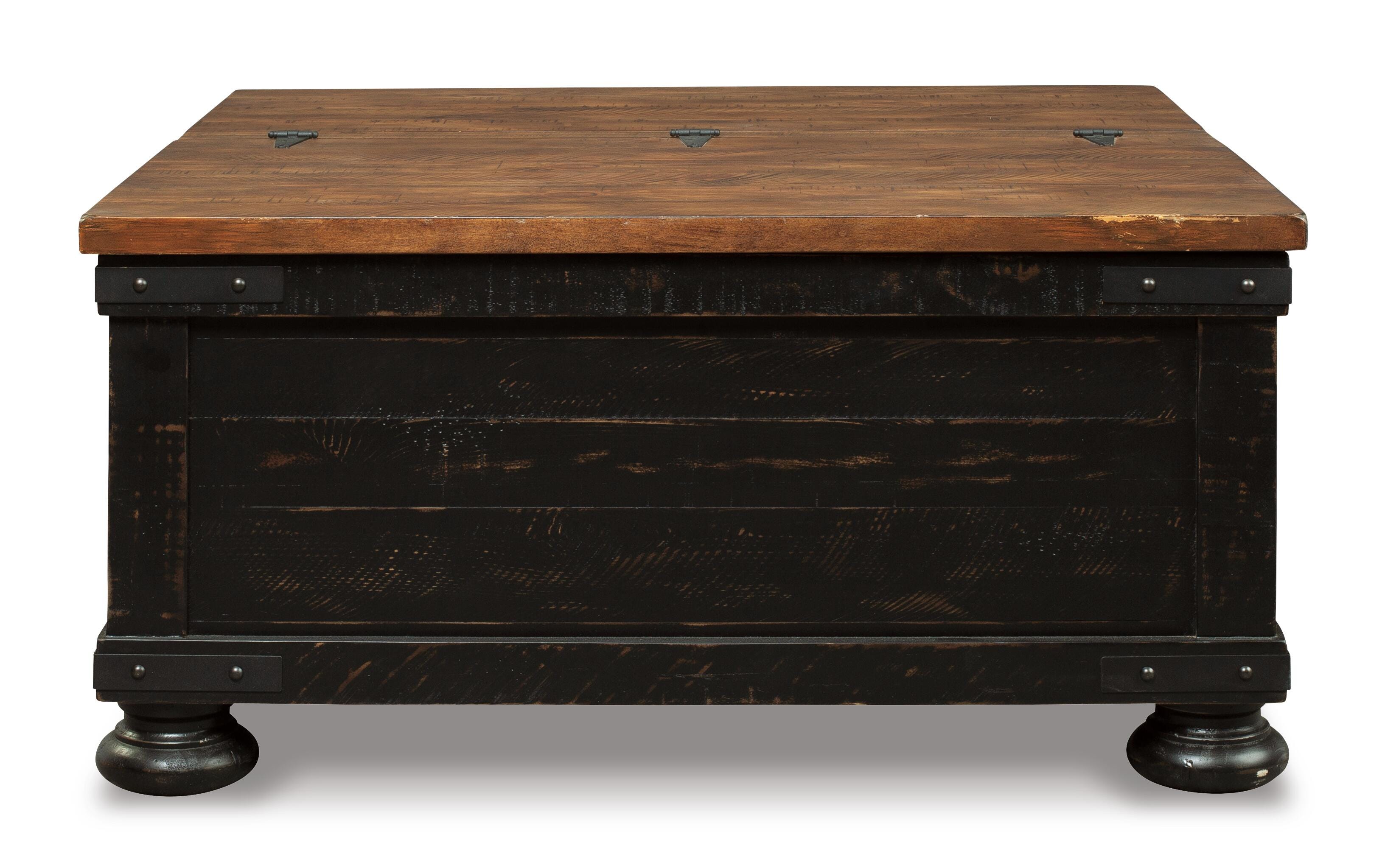 Valebeck Coffee Table with Lift Top, Black/Brown, large