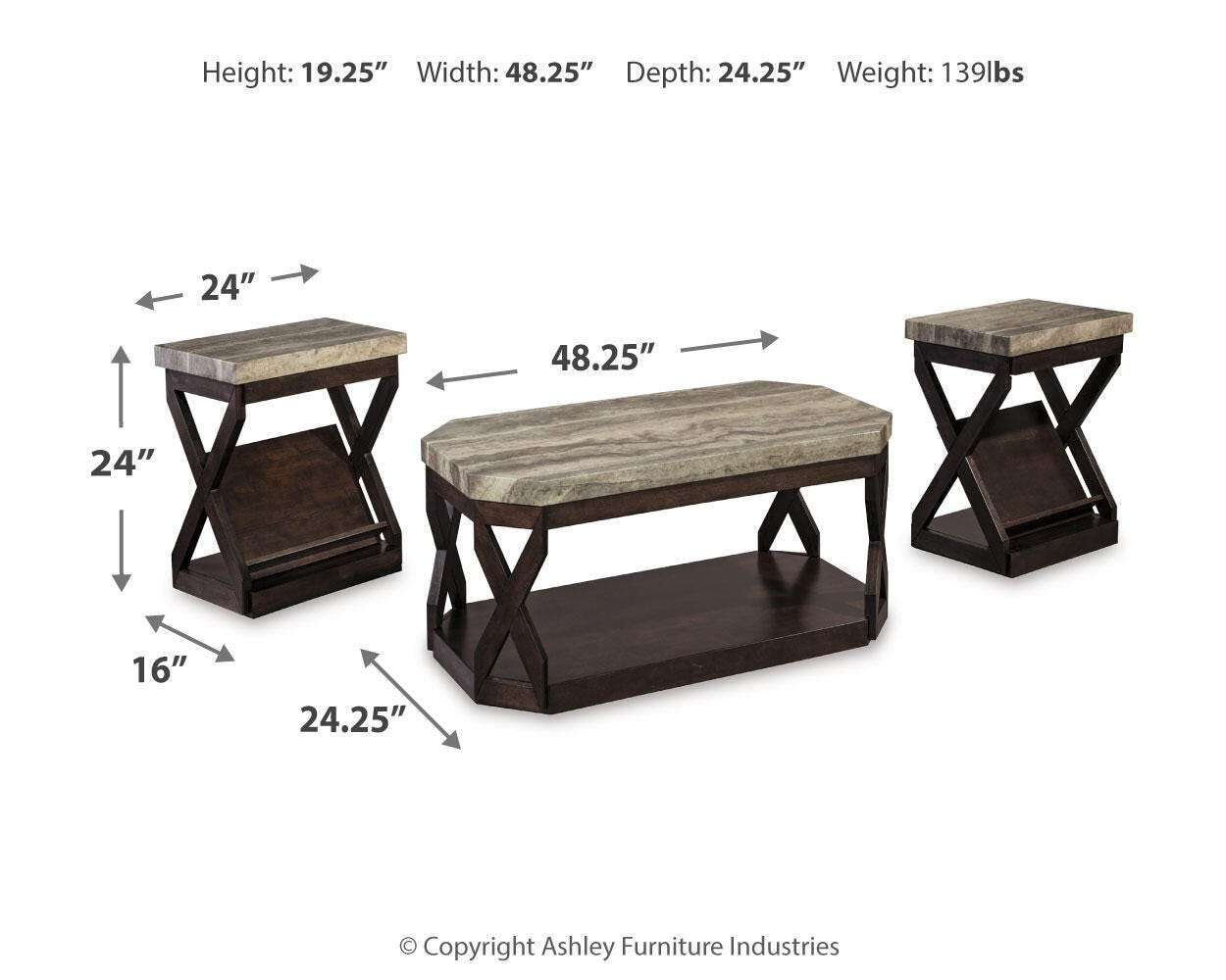 Radilyn Faux Marble Table (Set of 3) | Ashley