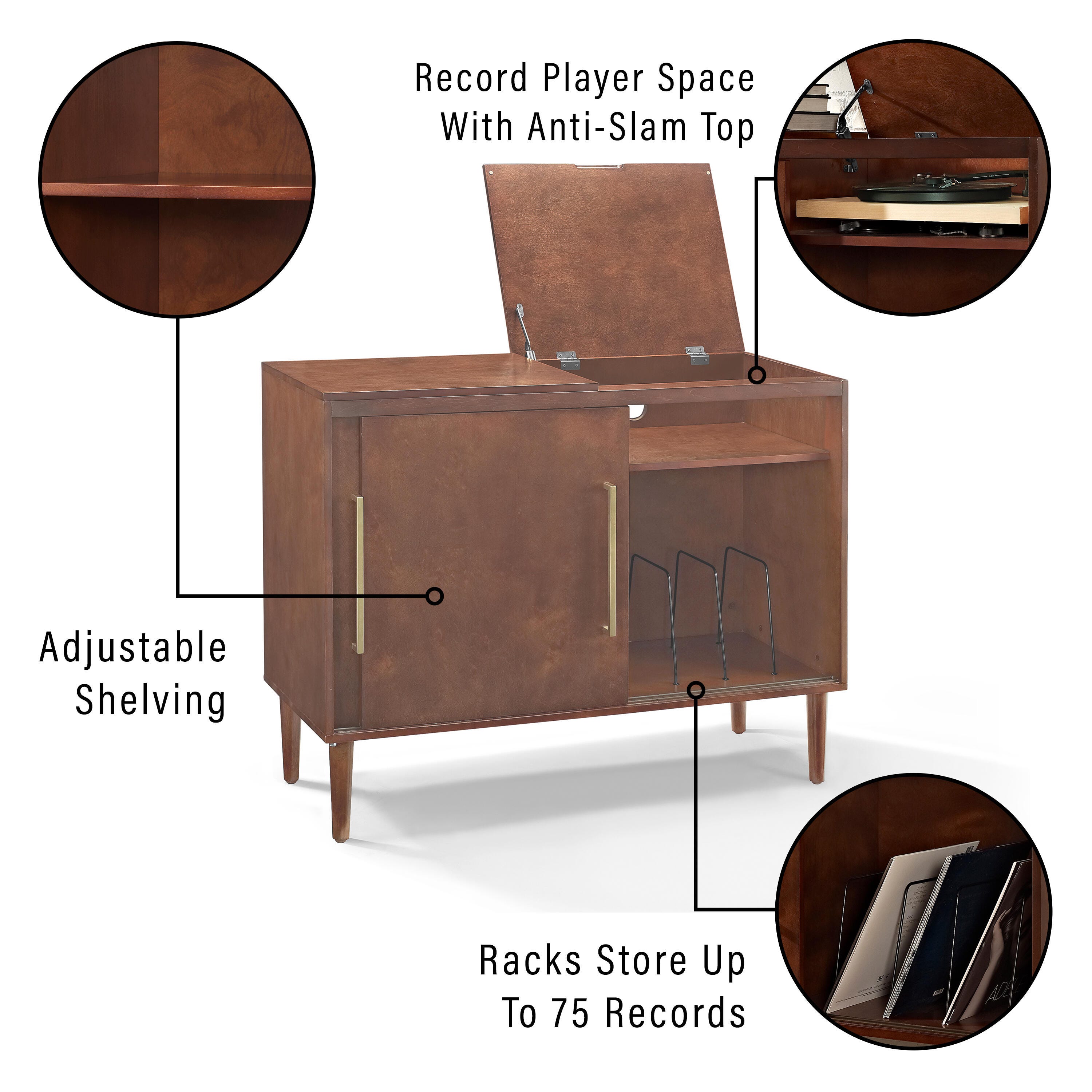 Turntable Media Console, Mahogany, large