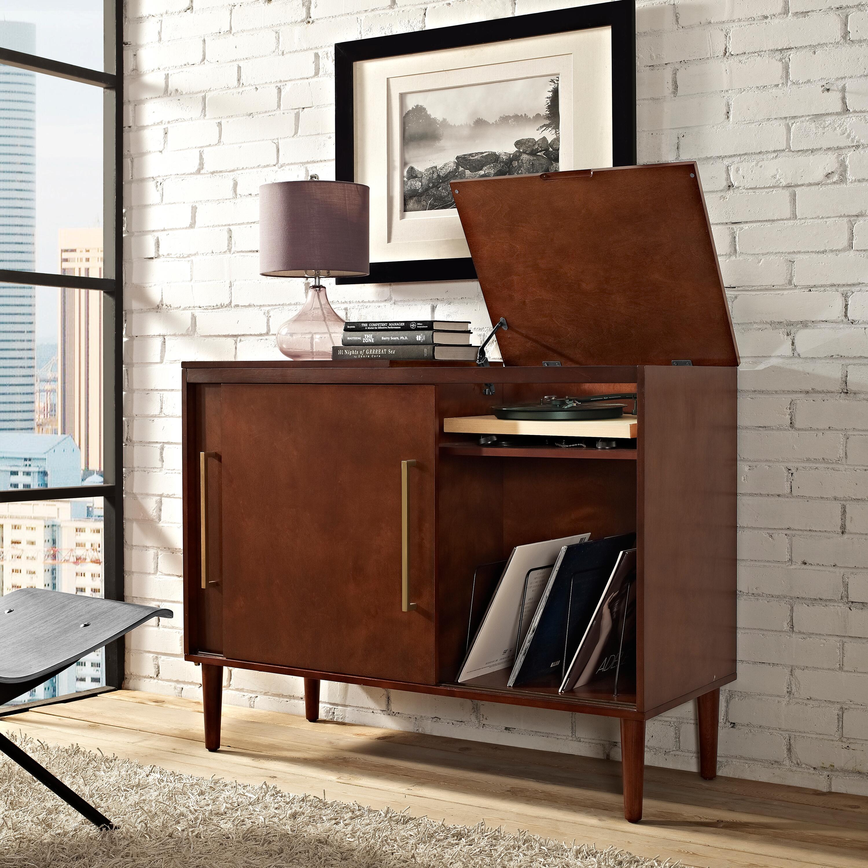 Turntable Media Console, Mahogany, large