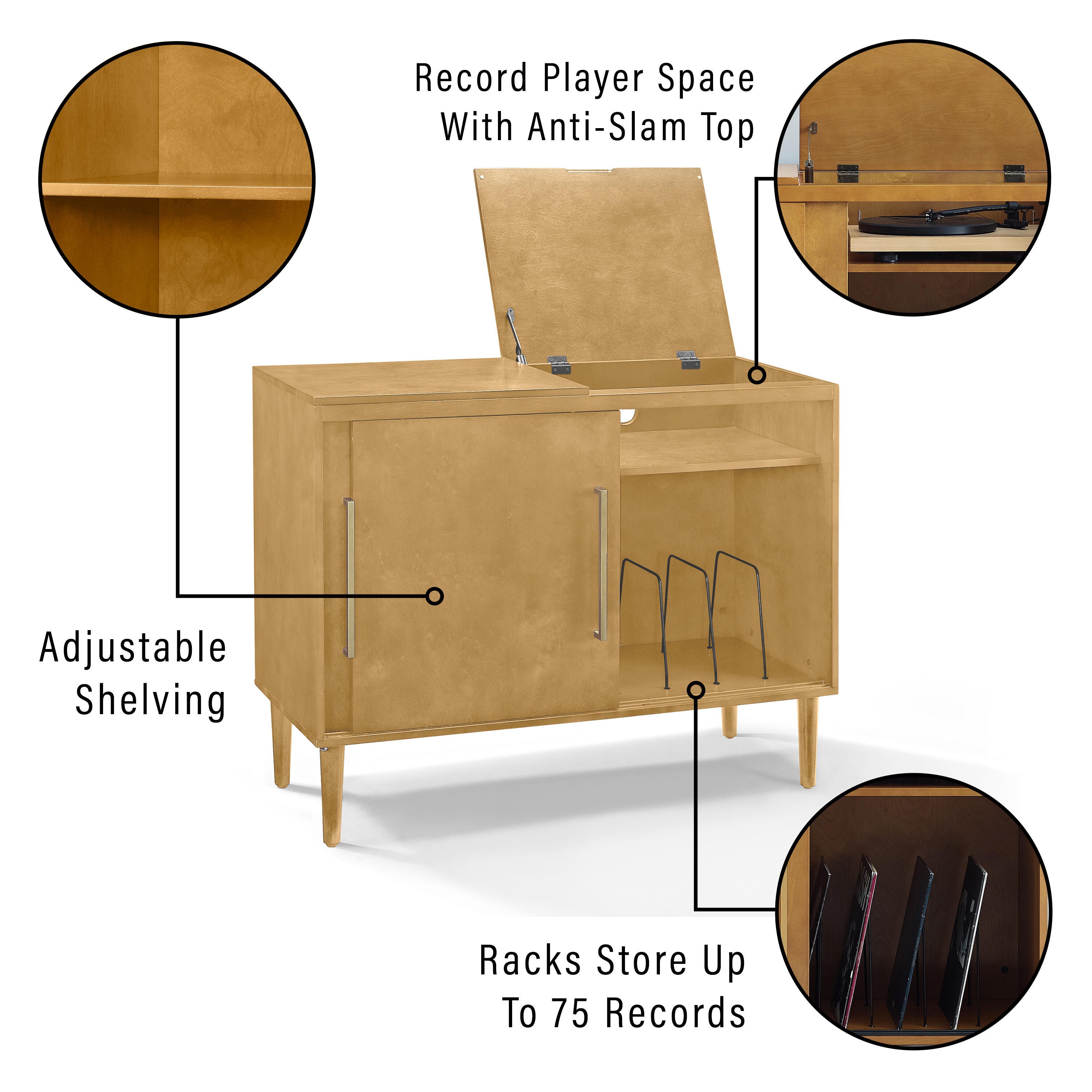 Turntable Media Console, Acorn, large