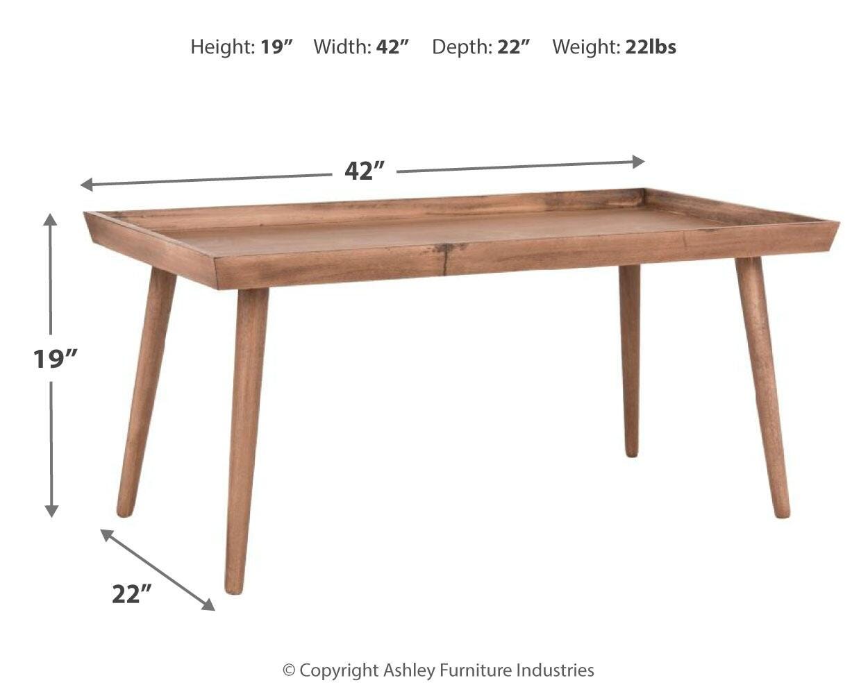 Tray Top Coffee Table, Brown, large