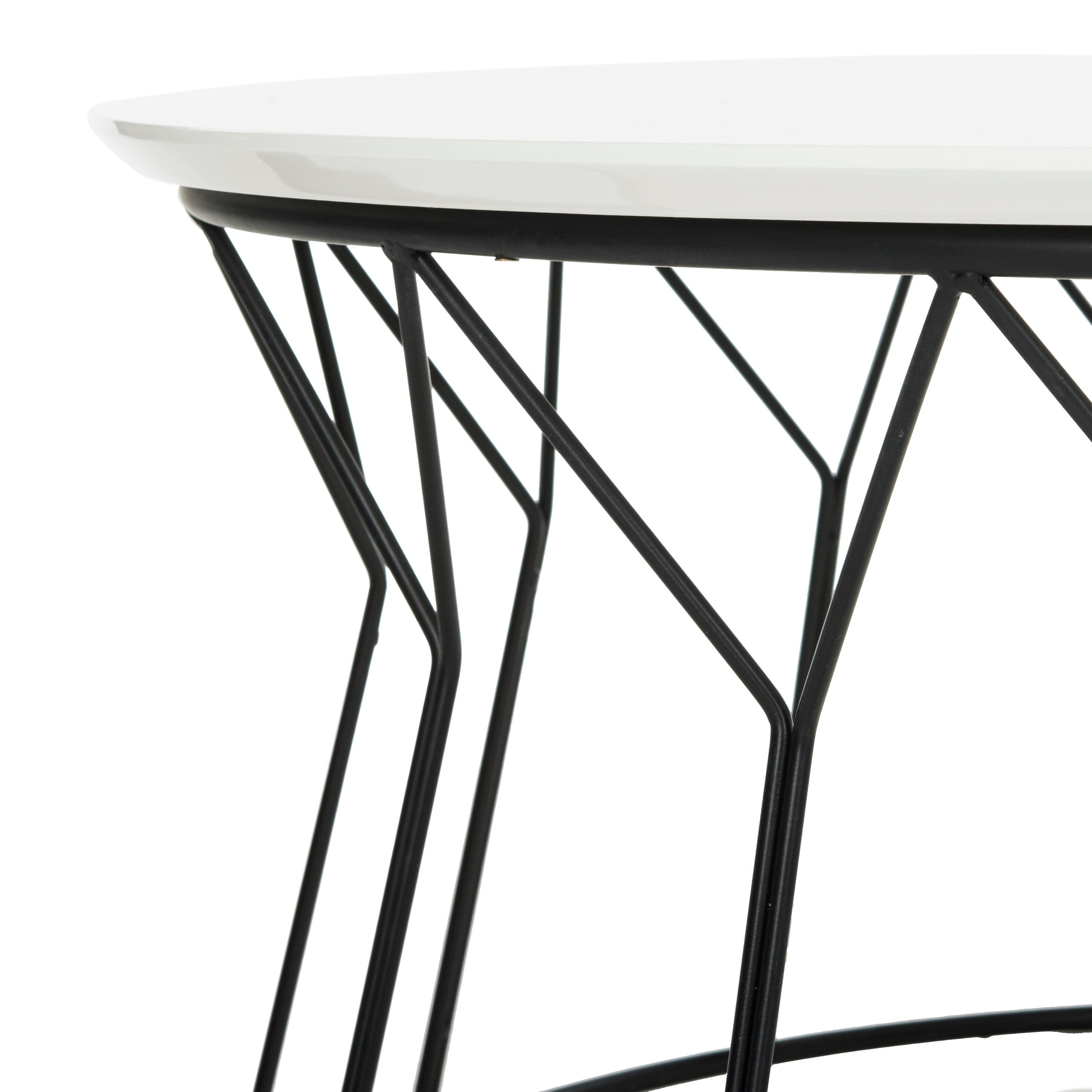 Iron Base Mid Century Lacquer Coffee Table, White, large