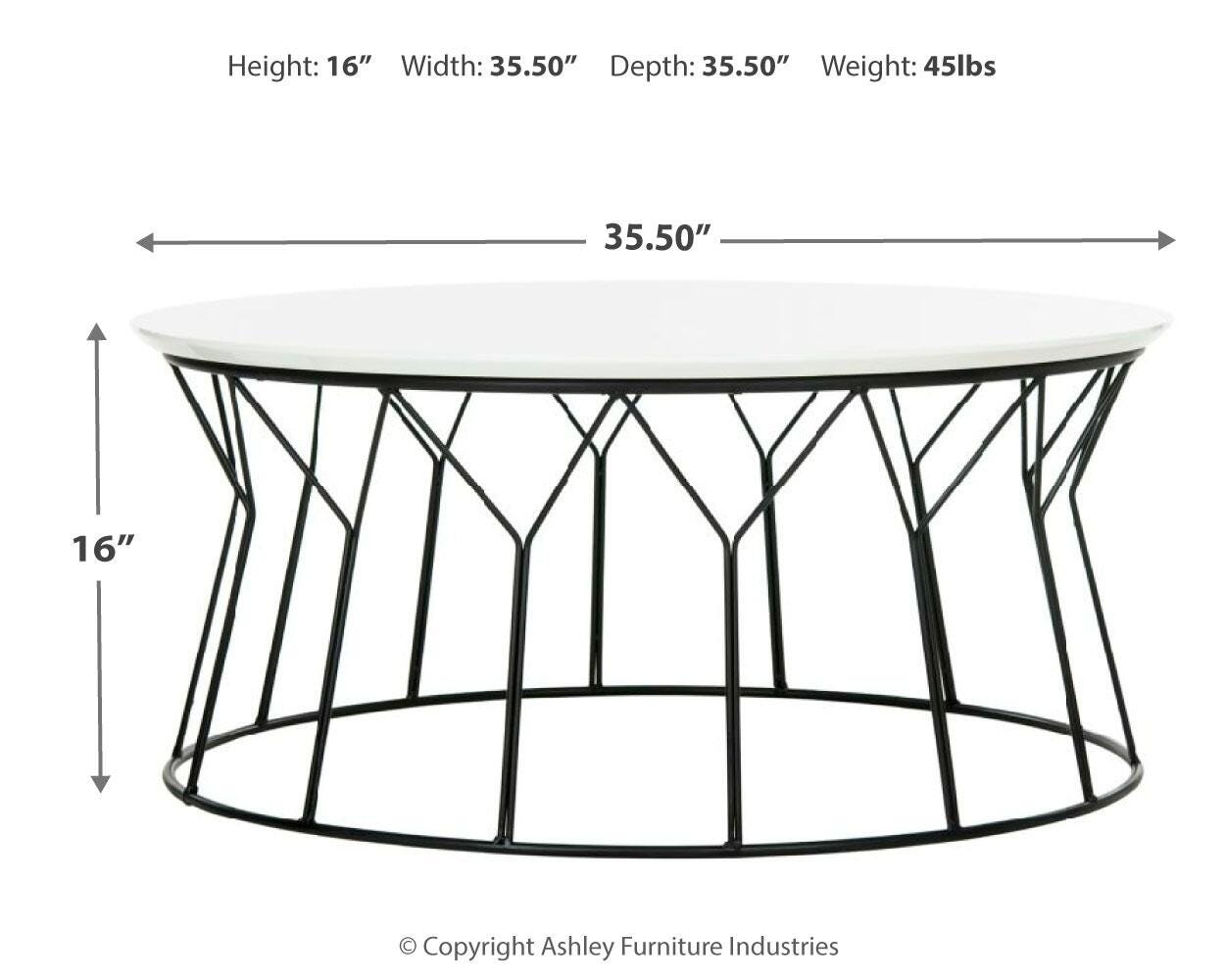 Iron Base Mid Century Lacquer Coffee Table, White, large