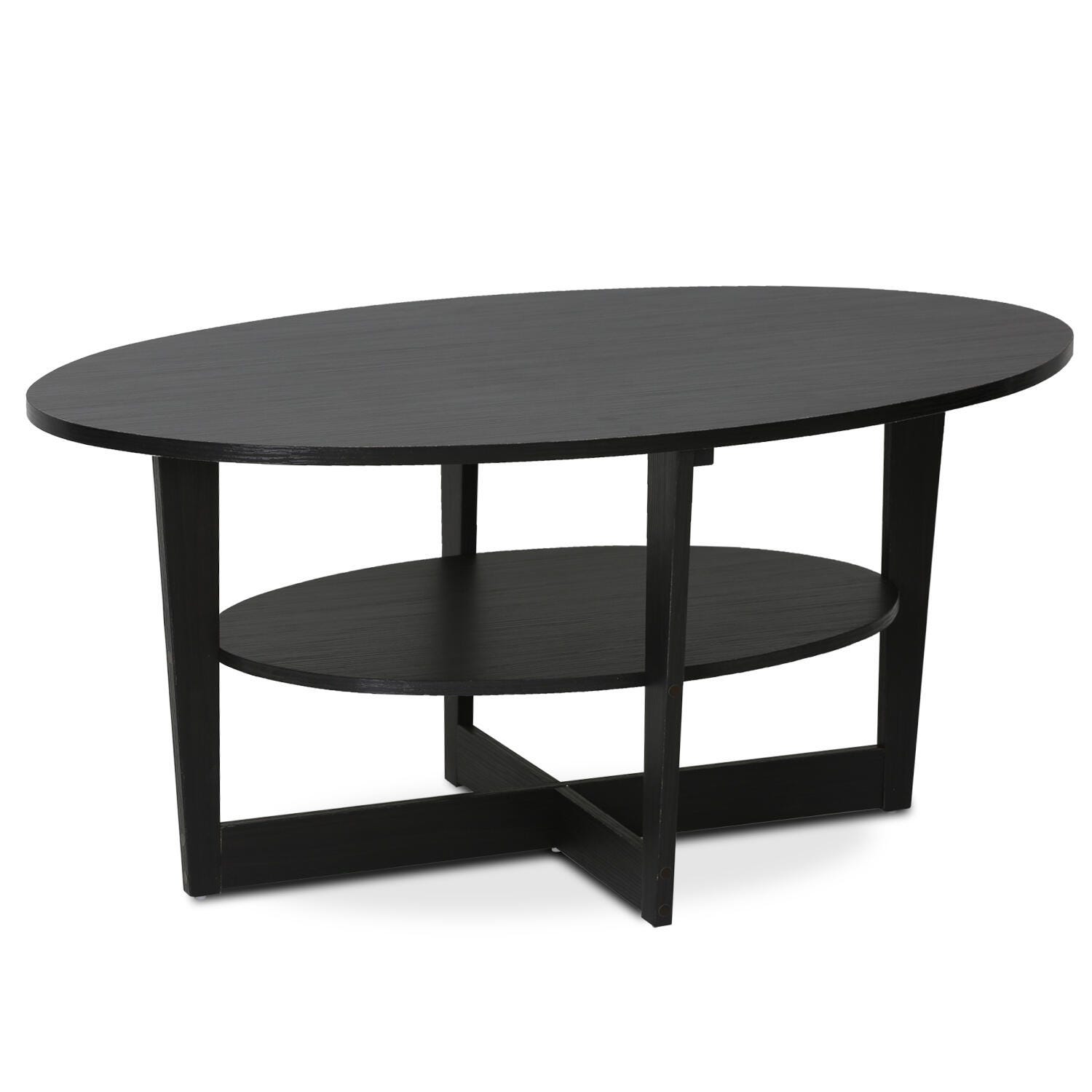 Walnut Finish JAYA Oval Coffee Table, Walnut, large